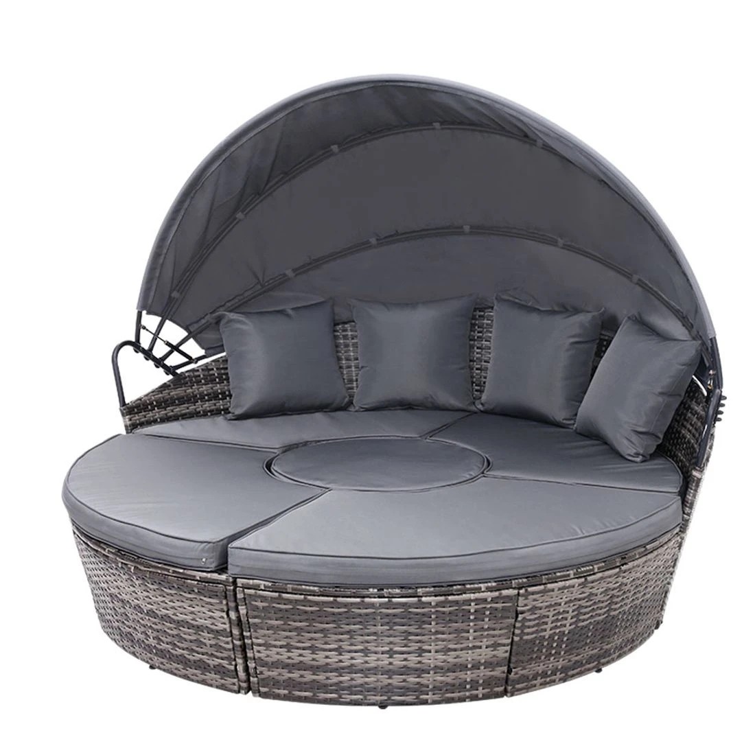 1 Gardeon Sun Lounge Setting Wicker Lounger Day Bed Patio Outdoor Furniture - Grey, 1 of 6