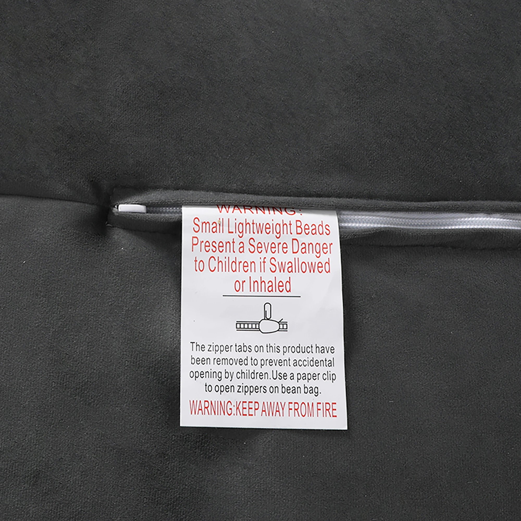 6 Marlow Bean Bag Soft Velvet  Cover Only - Grey, 6 of 6