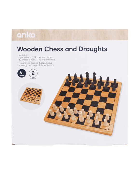 Wooden Chess and Draughts Game