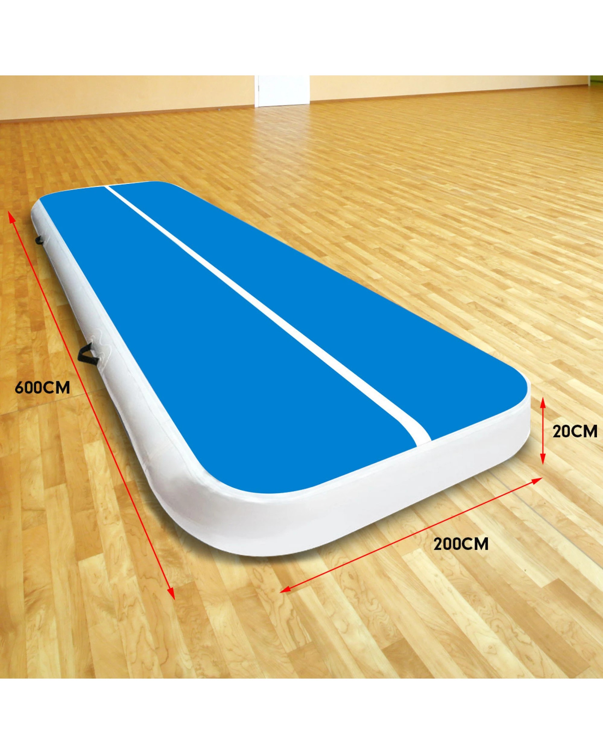 3 Powertrain Sports 6m x 2m Air Track Gymnastics Mat Tumbling Exercise - Blue, 3 of 8