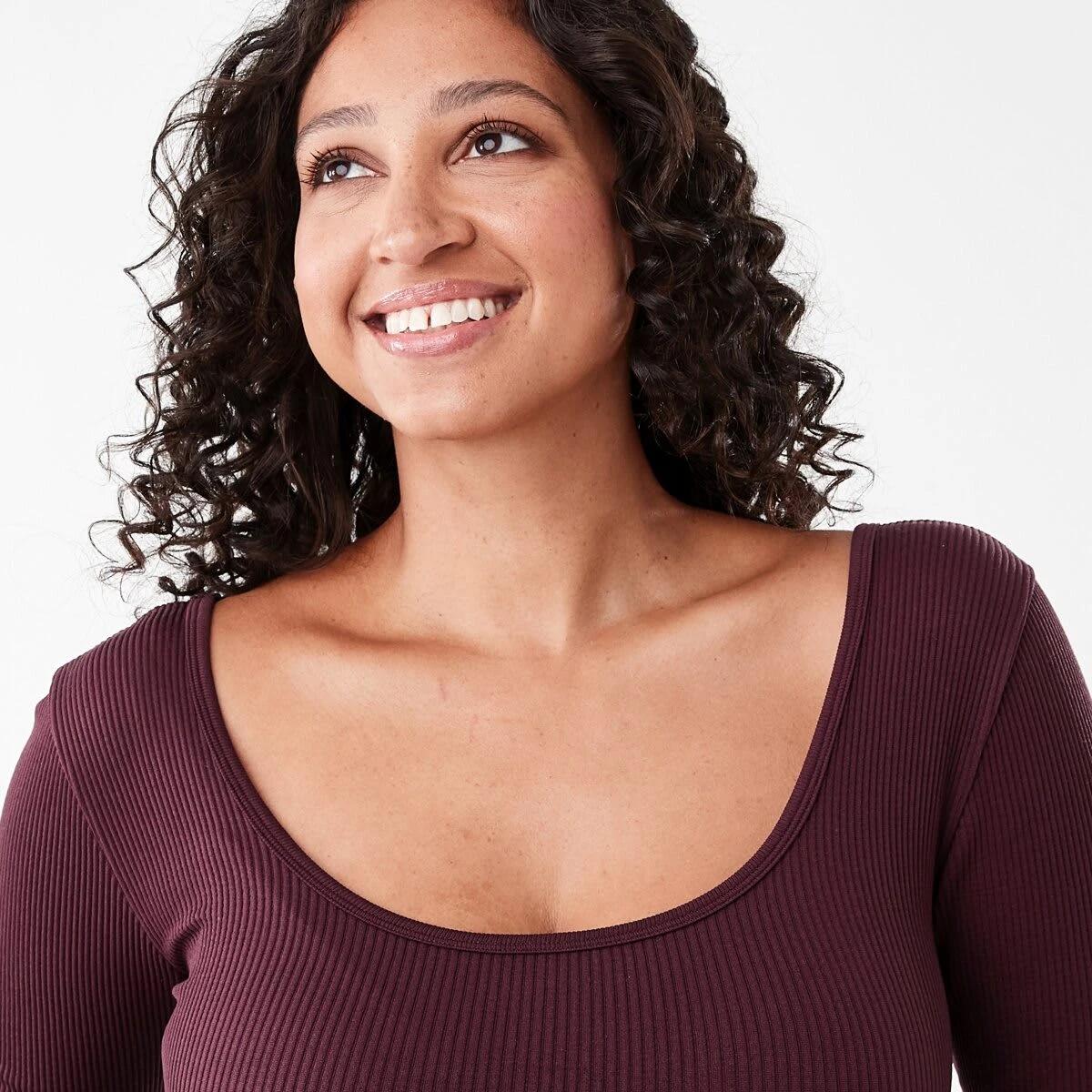 5 Long Sleeve Soft Rib Bodysuit Mulberry, 5 of 7