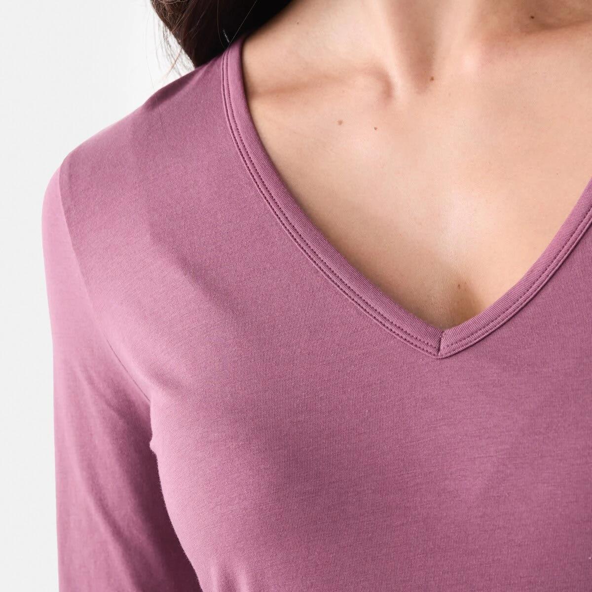5 Long Sleeve Stretch V-Neck T-shirt Berry, 5 of 5