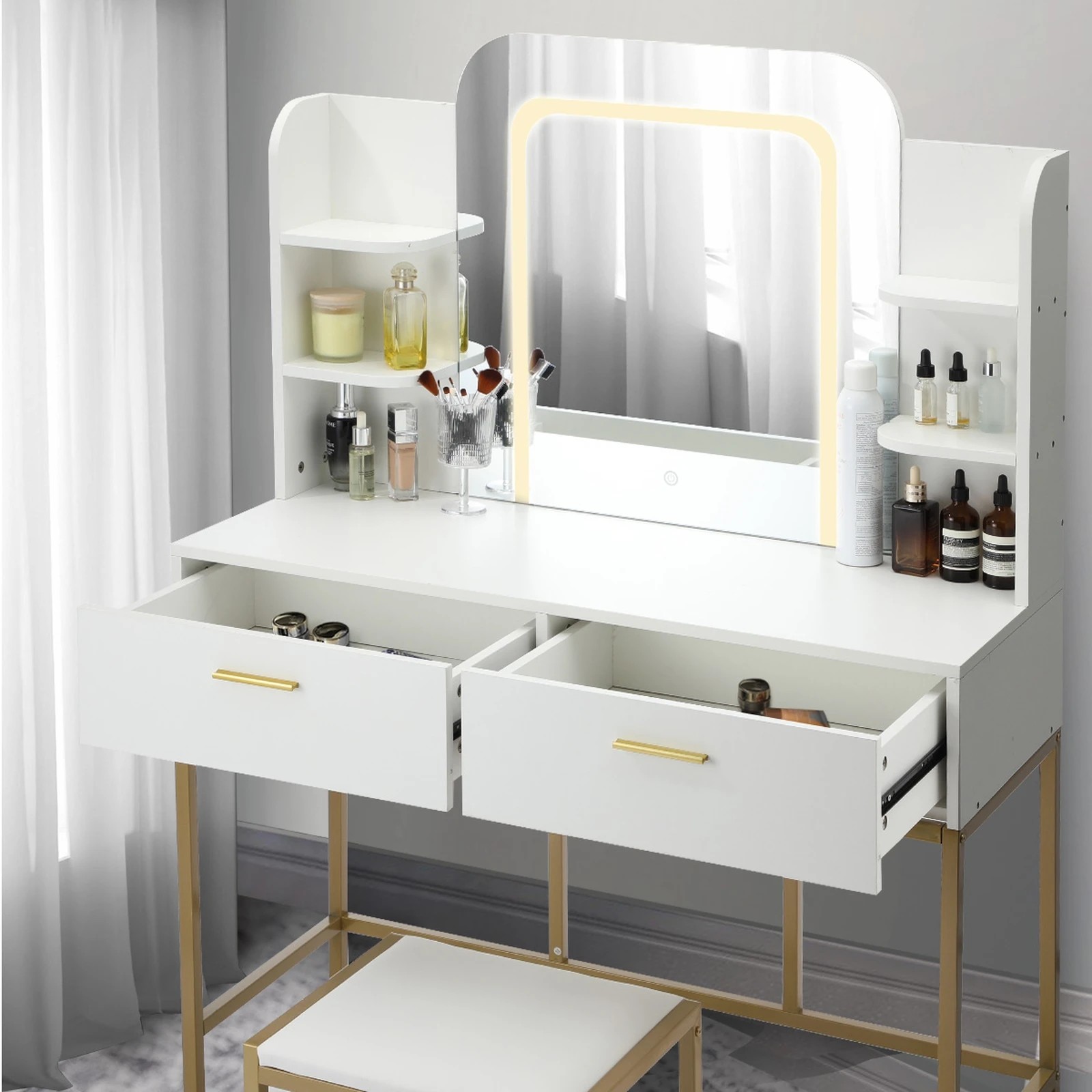 5 Oikiture Dressing Table Stool Set Makeup Led Mirror Vanity Iron Desk
 - Multi, 5 of 9