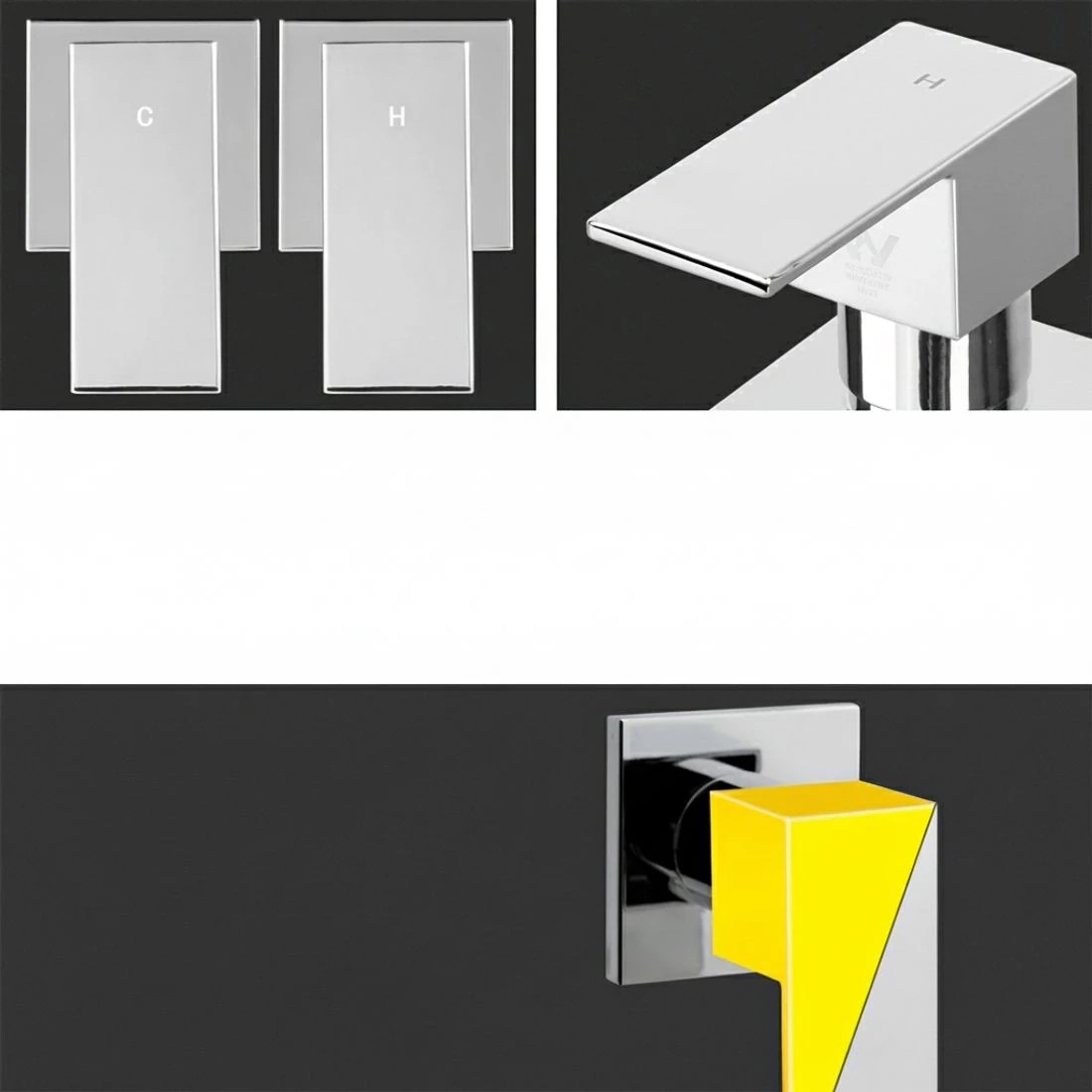 2 Cefito Shower Twins Tap Wall Bath Taps Brass Hot Cold Basin Bathroom - Silver, 2 of 5