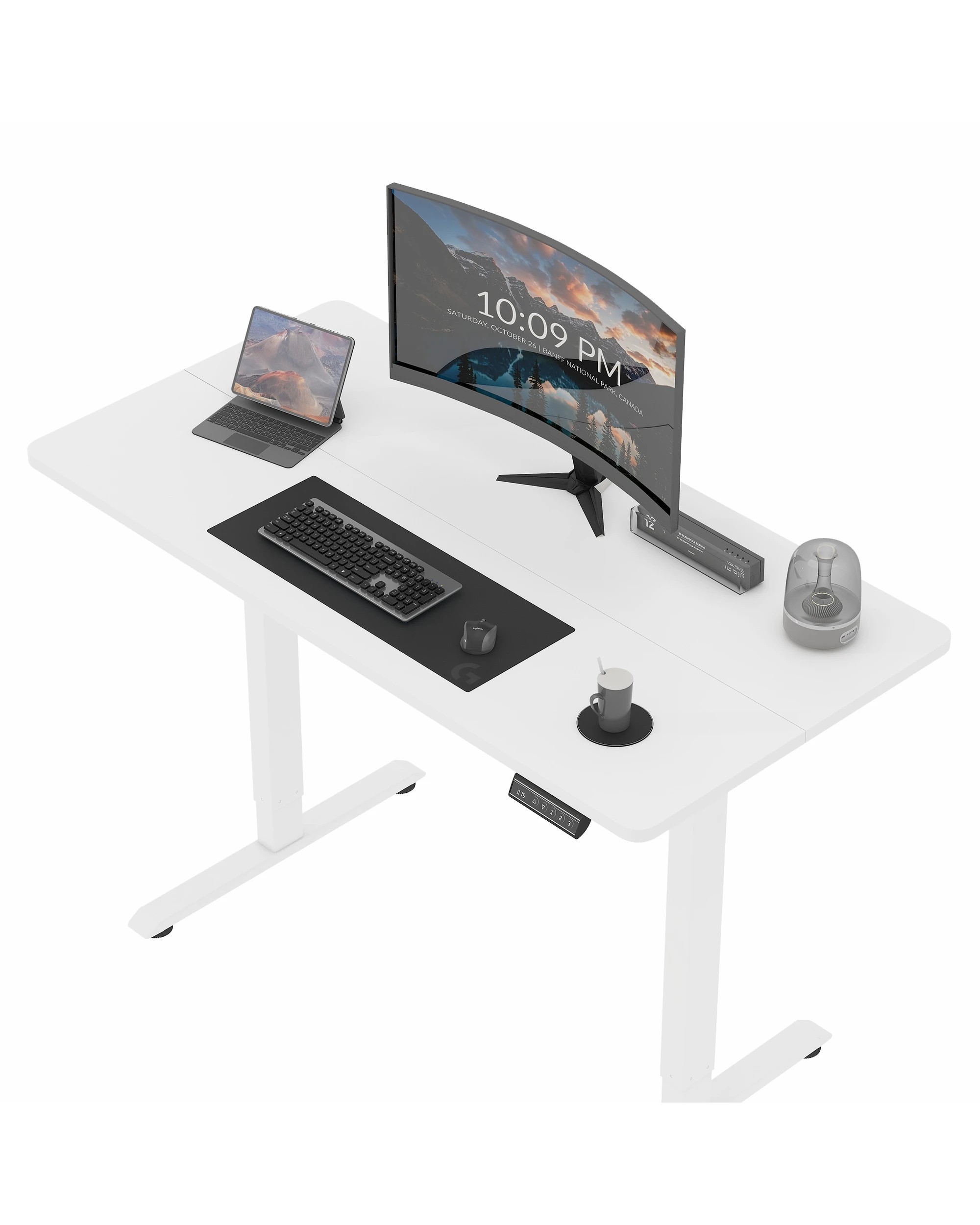 5 Advwin Electric Standing Desk 120×60cm Height Adjustable Sit Stand Table with Smart Memory Panel - White, 5 of 7