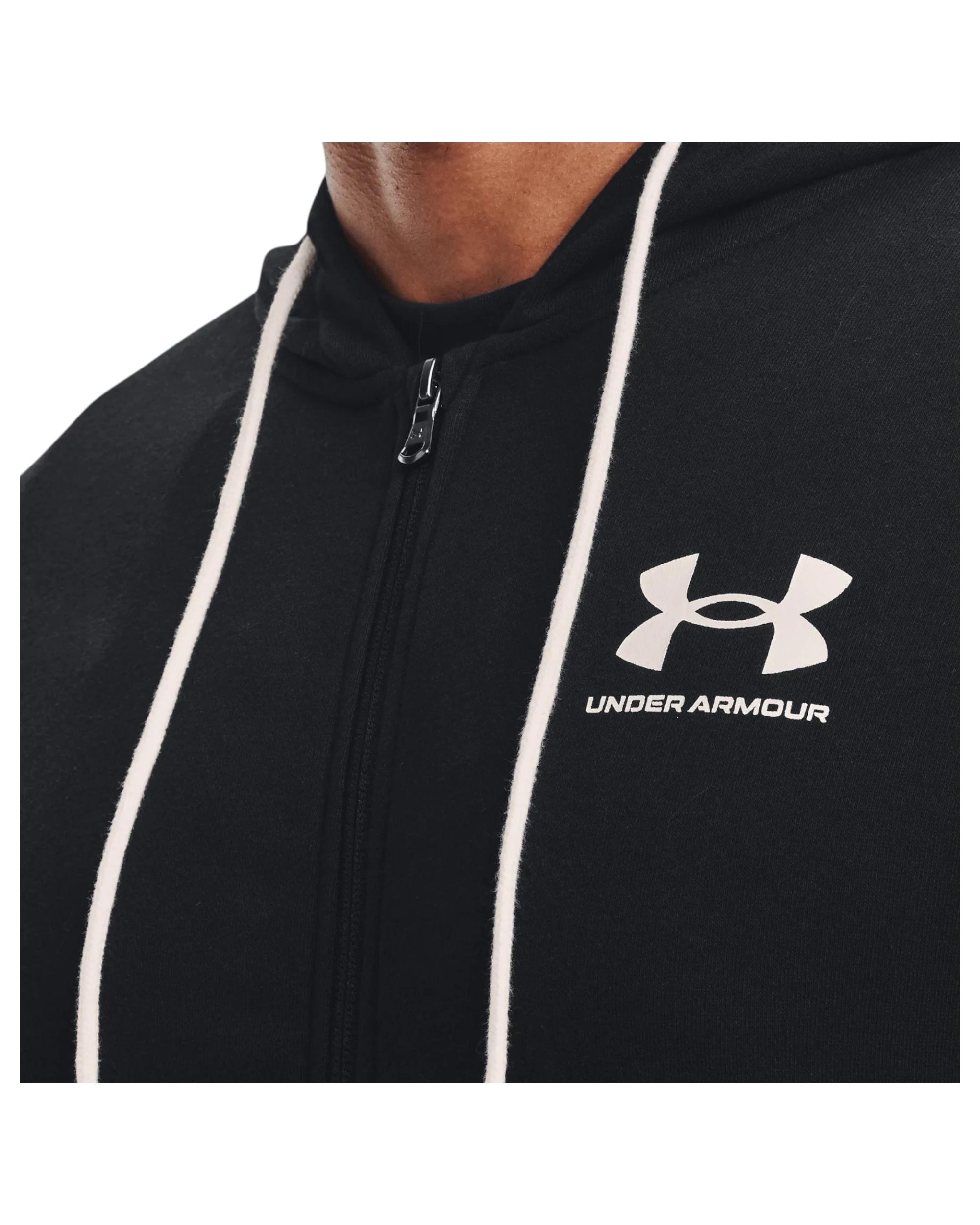 5 Under Armour Mens Rival Terry Full Zip Black/ White Jacket BLACK, 5 of 6