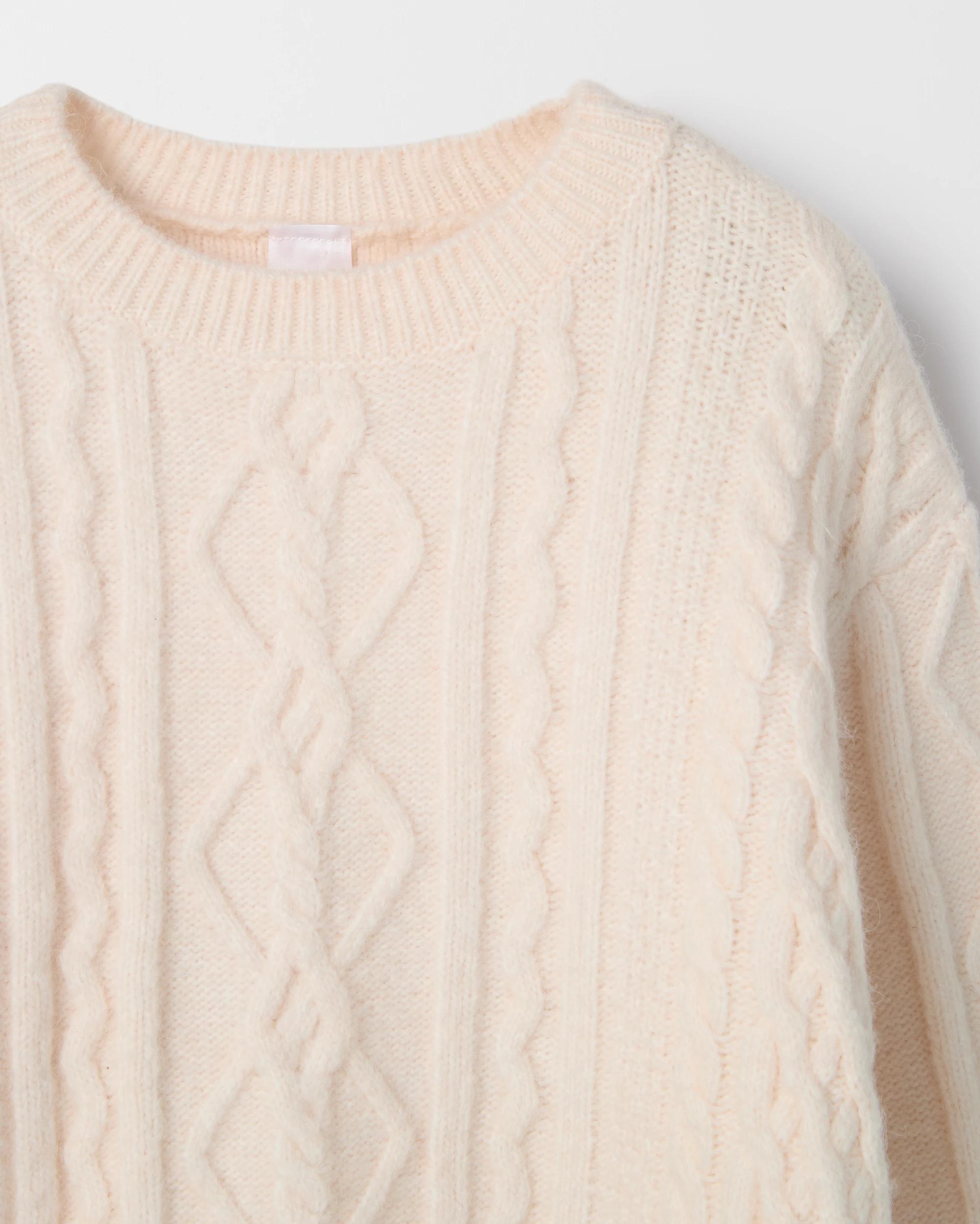 7 Target Kids Cable Knit Lace Hem Jumper CREAM, 7 of 7