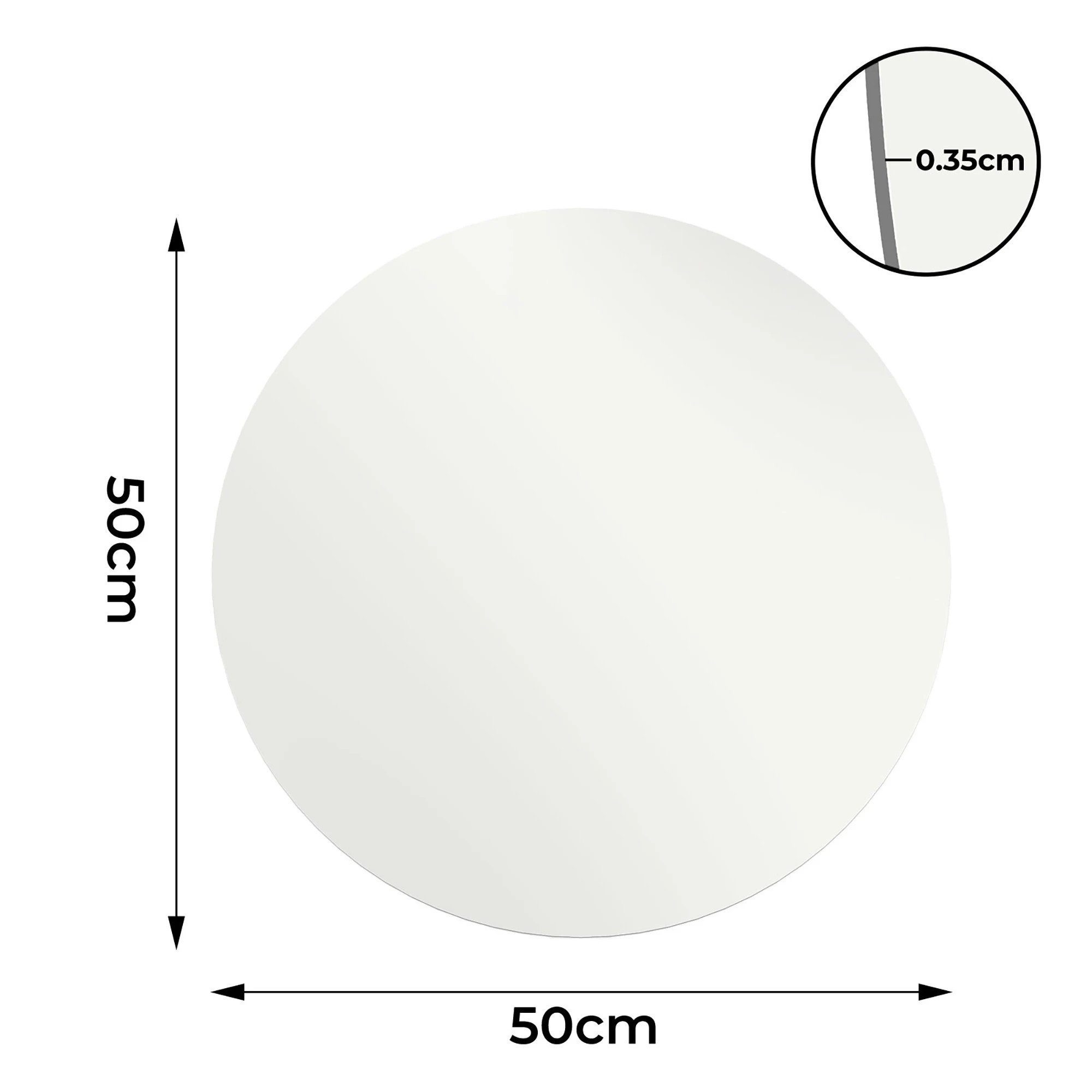 3 Yezi 50cm Self Adhesive Round Mirror Frameless, 3 of 9