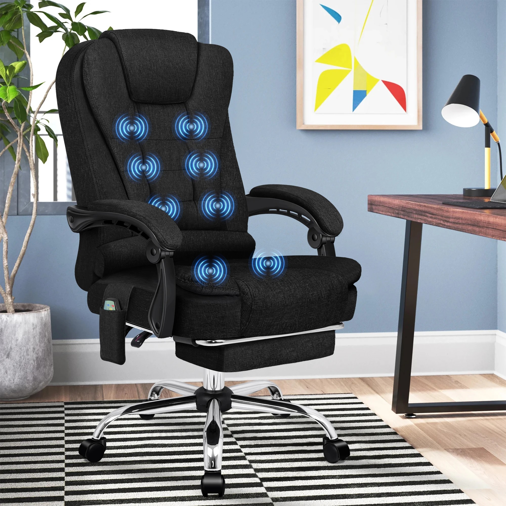 6 Alfordson Office Chair Massage Heated Seat Fabric - Black, 6 of 10