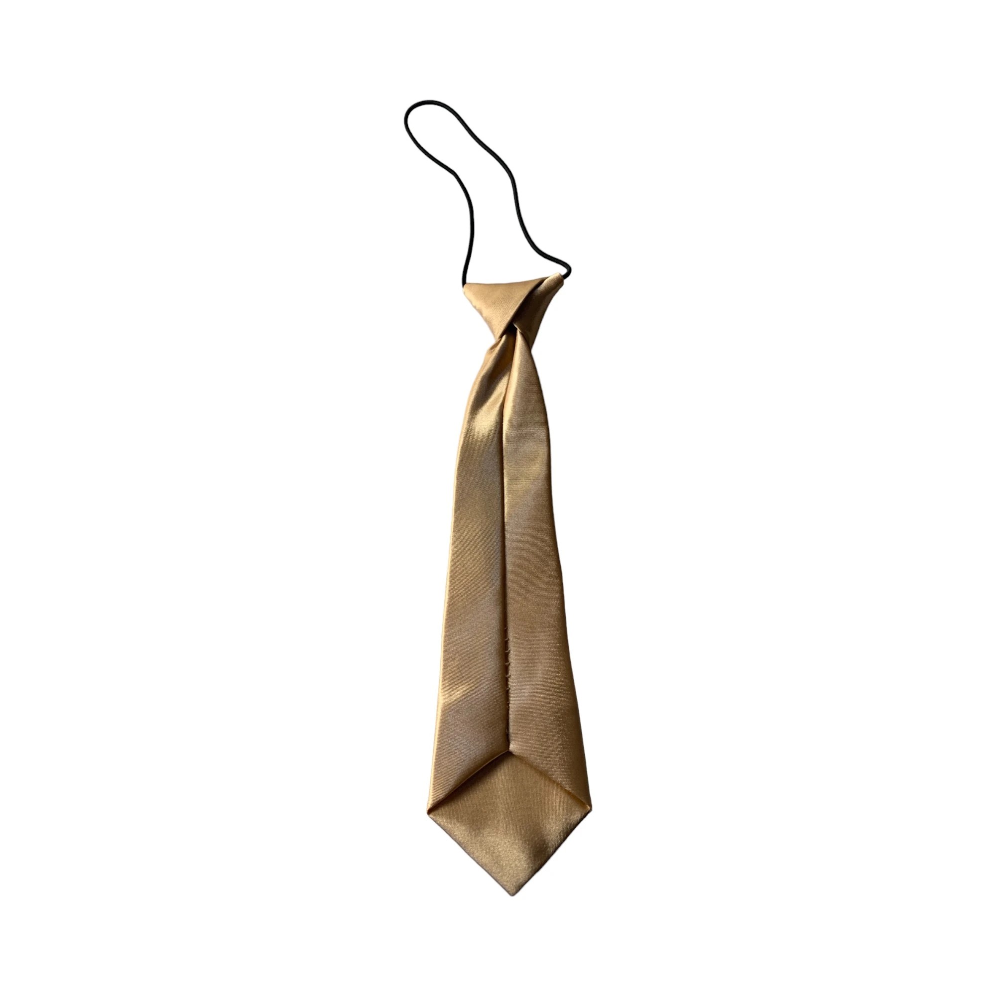 3 Zasel Kids Boys Gold Elastic Plain Neck Tie - Gold, 3 of 5