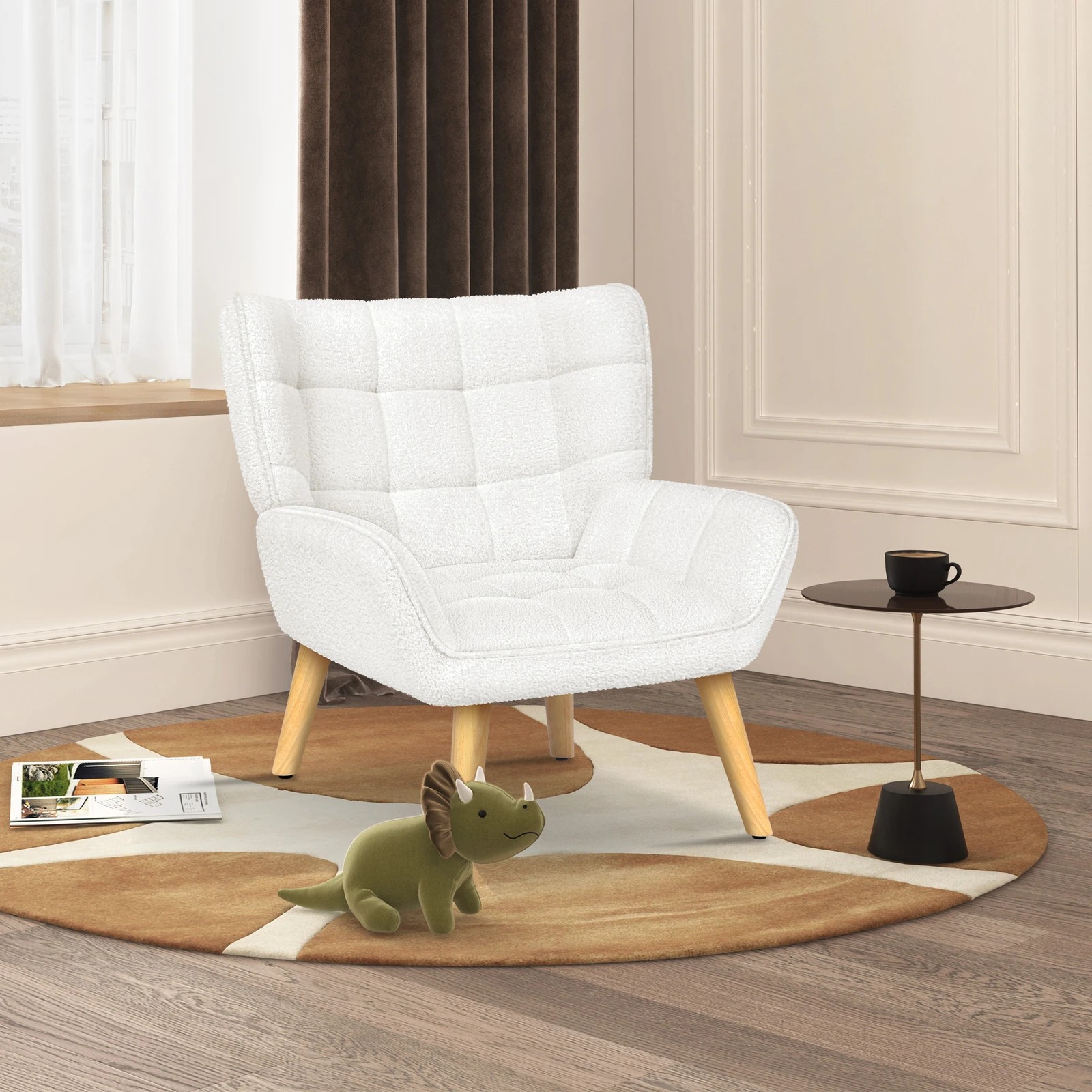 5 Alfordson Armchair Accent Chair Upholstered Lounge Sofa Tub Couch Boucle - White, 5 of 9