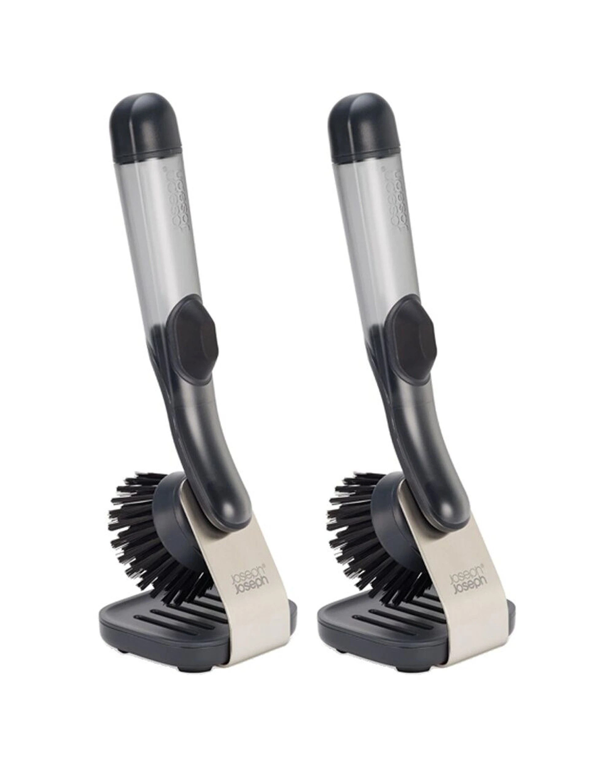 1 Joseph Joseph SinkTech Soap Dispenser Dish Brush 2PK With Stand Refillable - Clear, 1 of 7