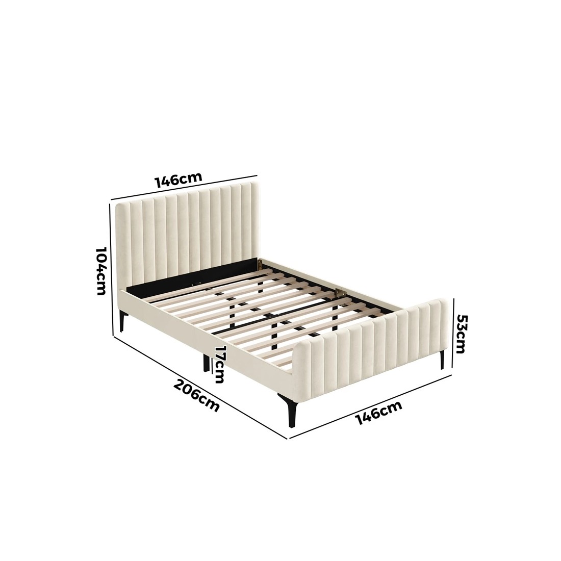 10 Oikiture Double Bed Frame Beds Platform Velvet
 - Beige, 10 of 10