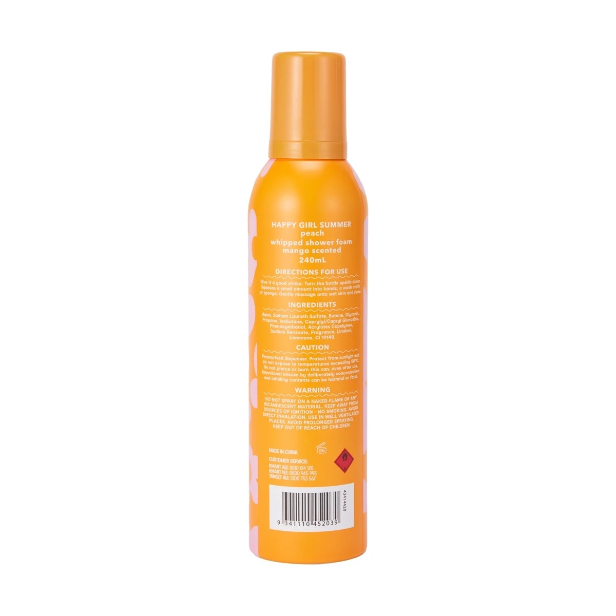 3 OXX Bodycare Happy Girl Summer Peach Whipped Shower Foam 240ml - Mango Scented, 3 of 6