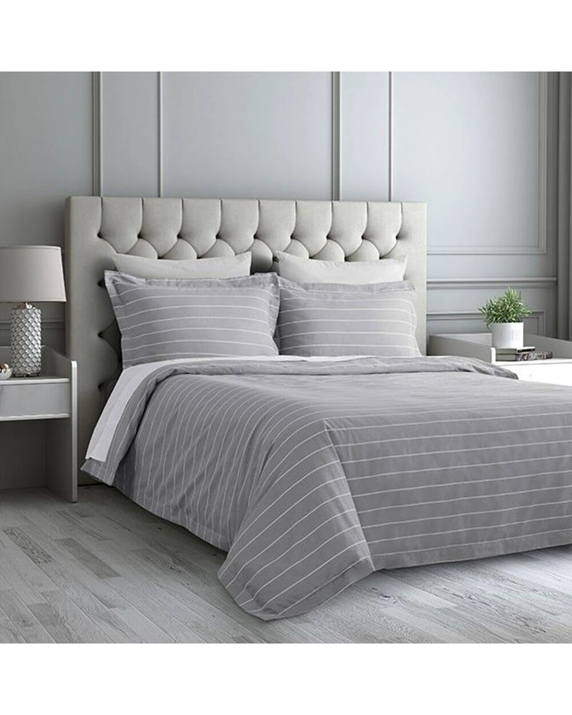 2 Jason Commercial Studio Stripe Quilt Cover Set 270x240cm - Super King Bed - Silver, 2 of 4