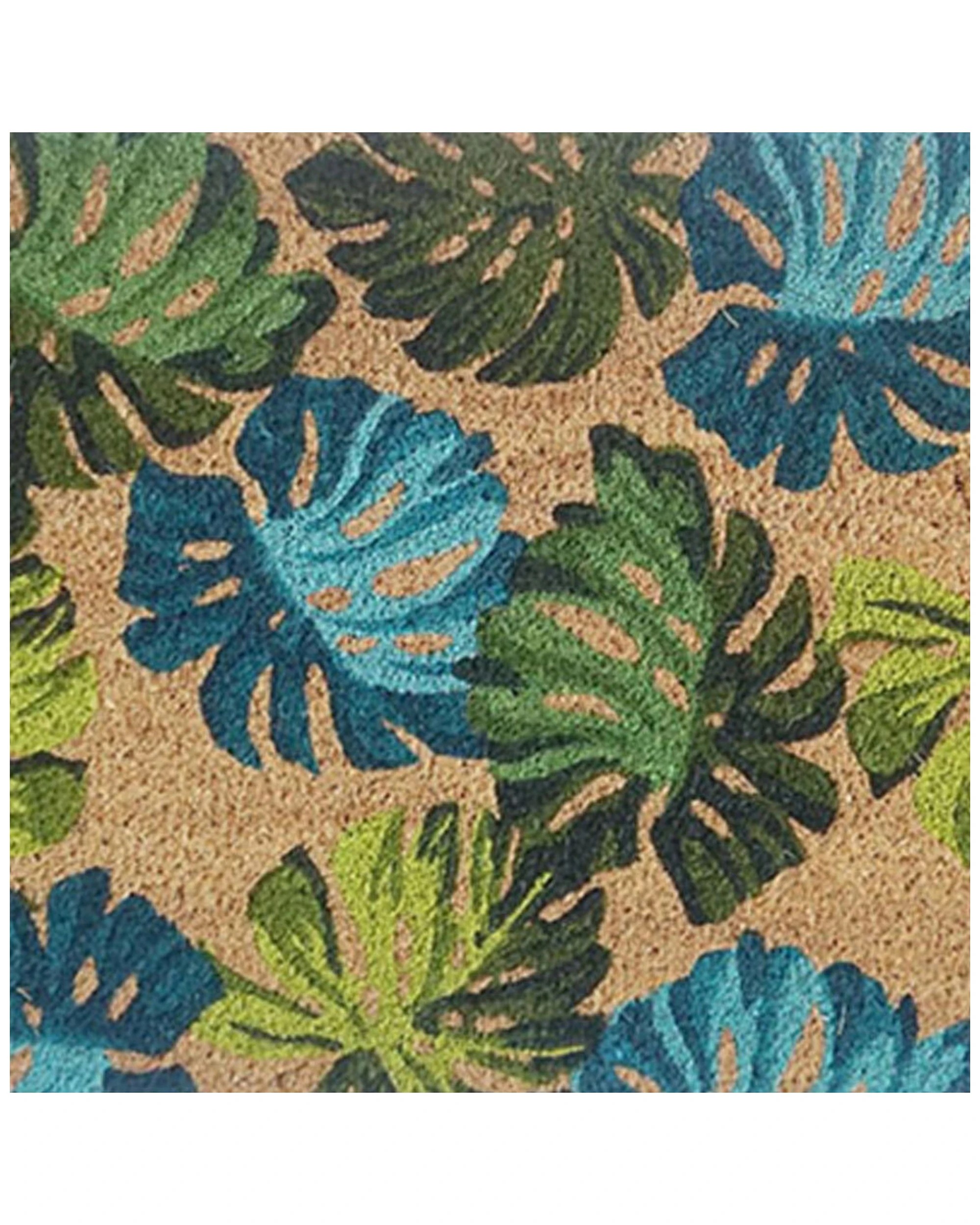 2 Solemate PVC Backed Coir Monsteria 45x110cm Slim Outdoor Stylish Doormat - Natural, 2 of 4