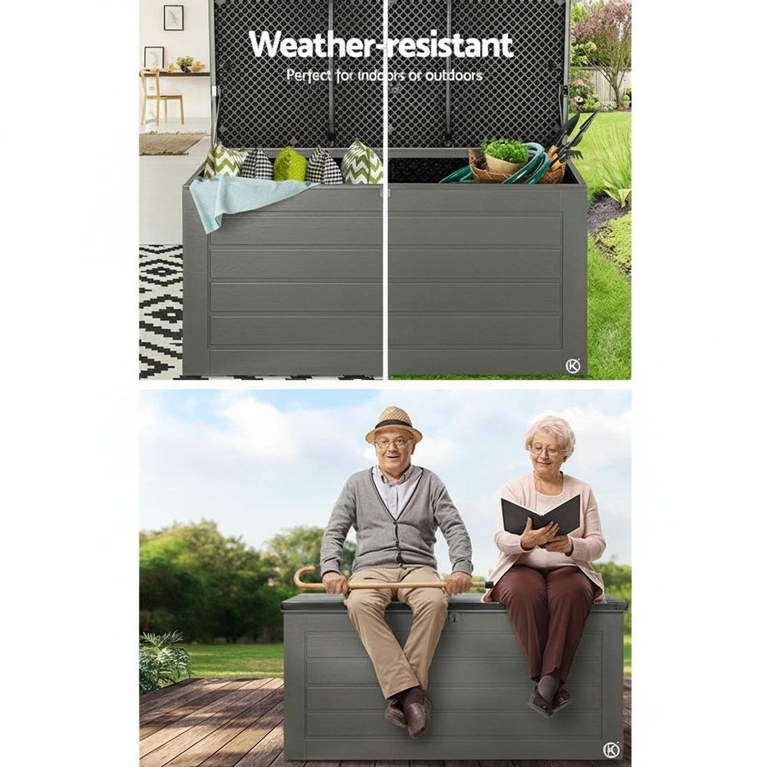 6 Gardeon Outdoor Storage Box 680L Container Lockable Garden Bench Tool Shed - Black, 6 of 7