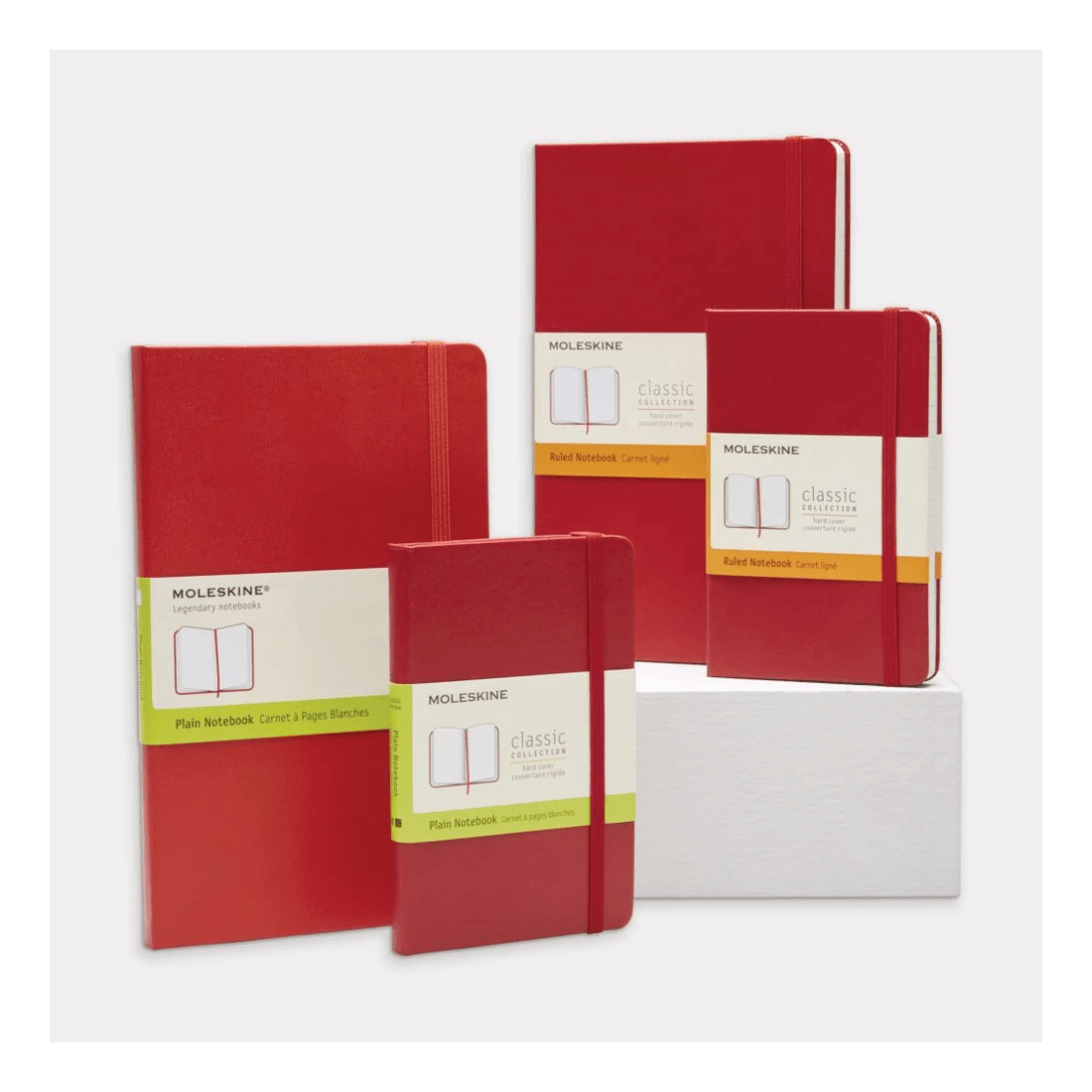 5 Moleskine Classic Hardcover Plain Large 240pg Notebook Red, 5 of 5