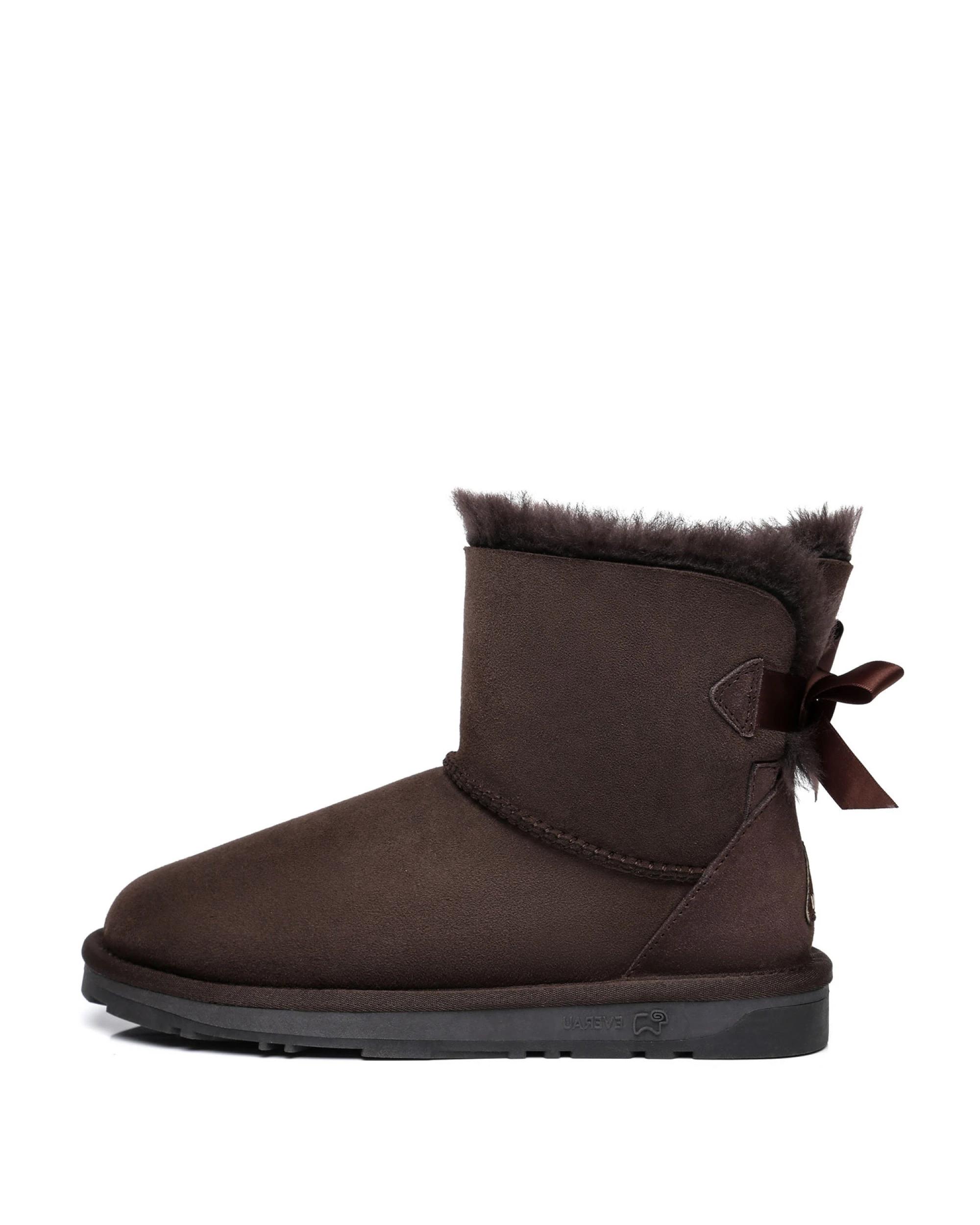 4 Everau Womens Mini Back Bow UGG Boots CHOCOLATE, 4 of 5
