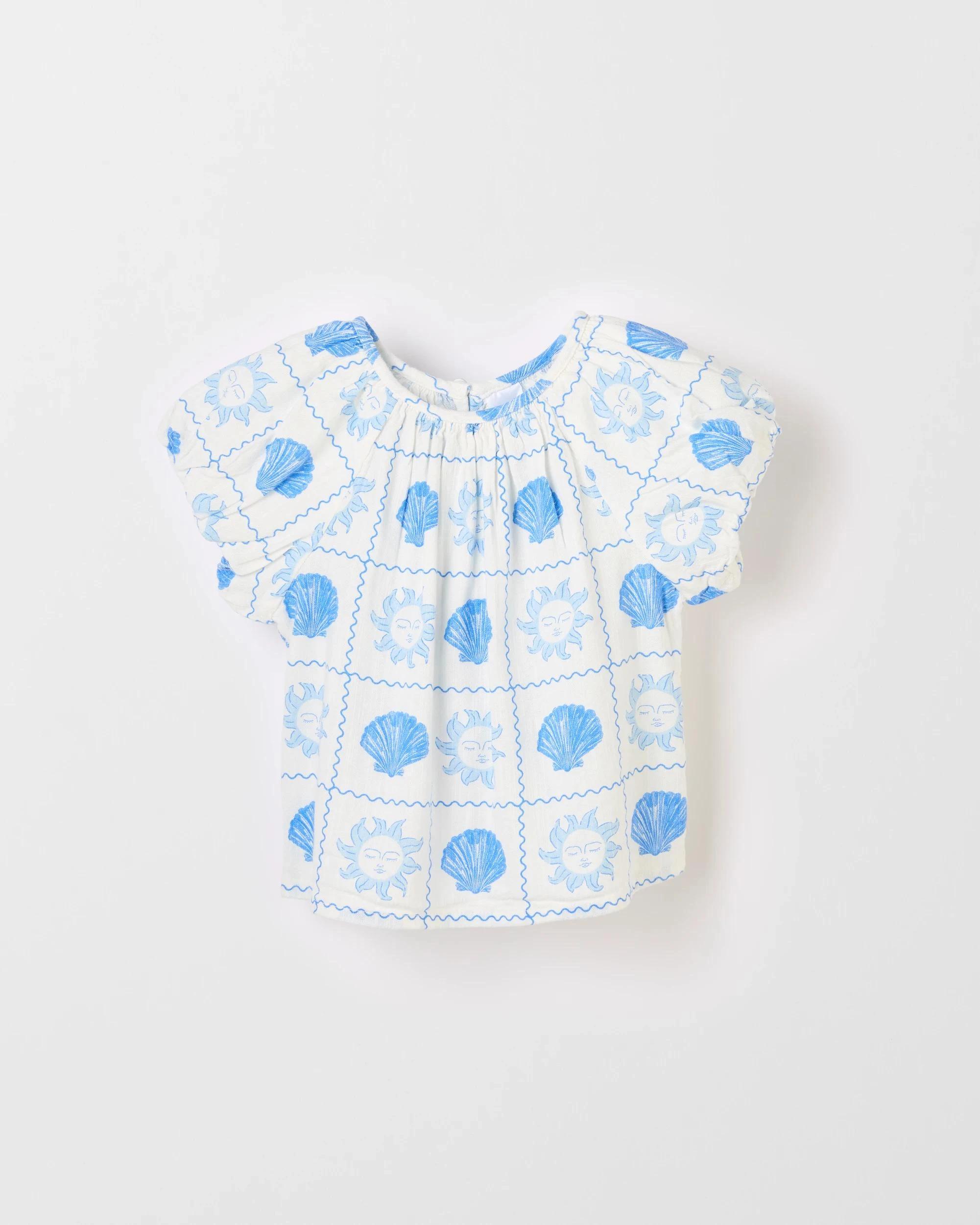 5 Target Woven Puff Sleeve Top BLUE SUN SHELLS, 5 of 7