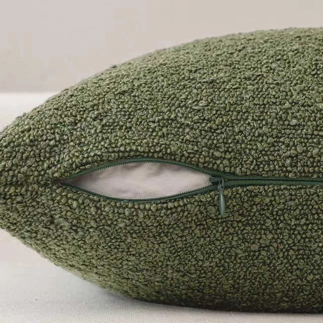3 Gioia Casa 2-Pack Bouclé Cushion Covers 30x50cm - Olive Green, 3 of 3