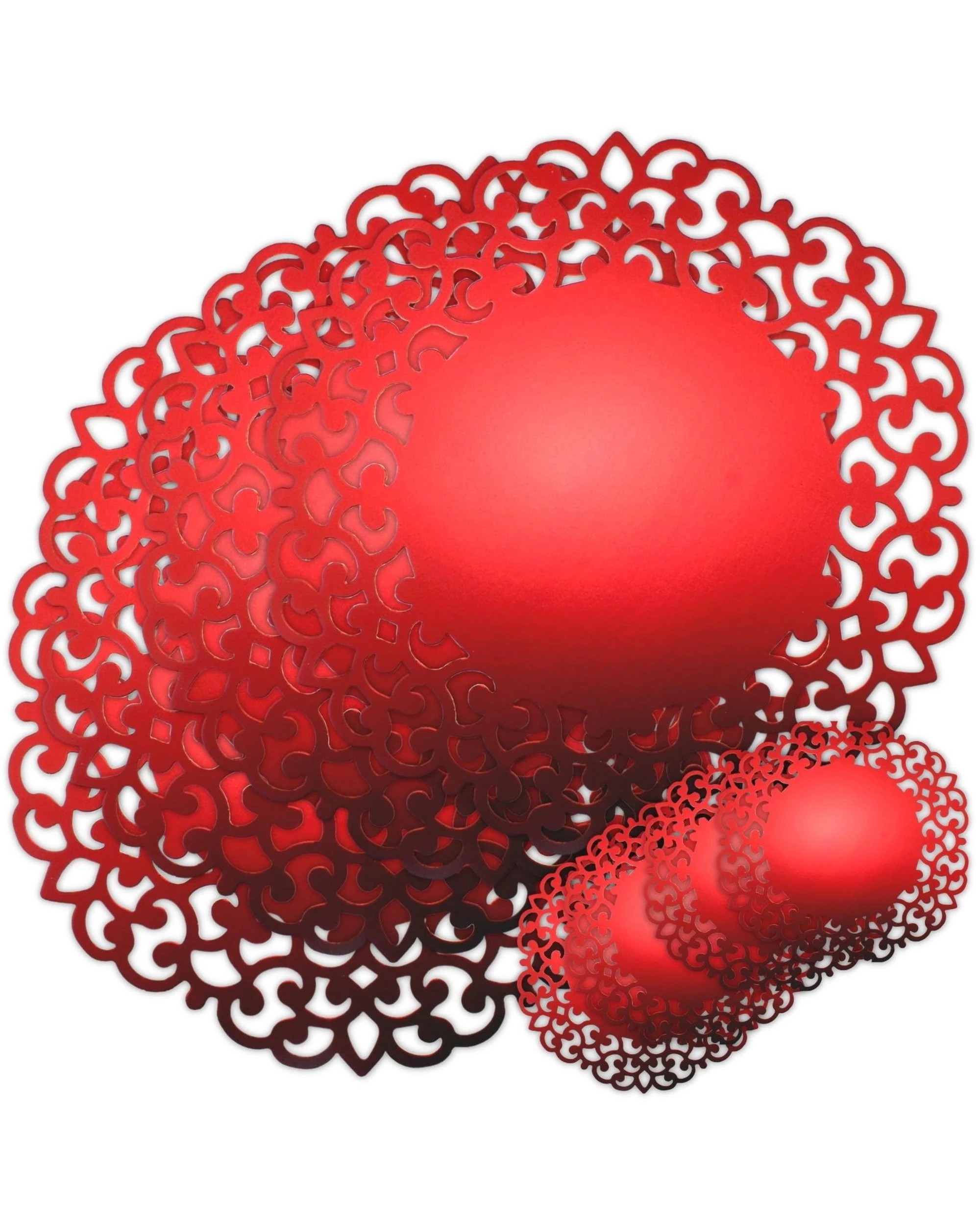 1 Artwrap Decorative Metallic Red Placemat & Coaster Set For 4 Guests - Red, 1 of 1