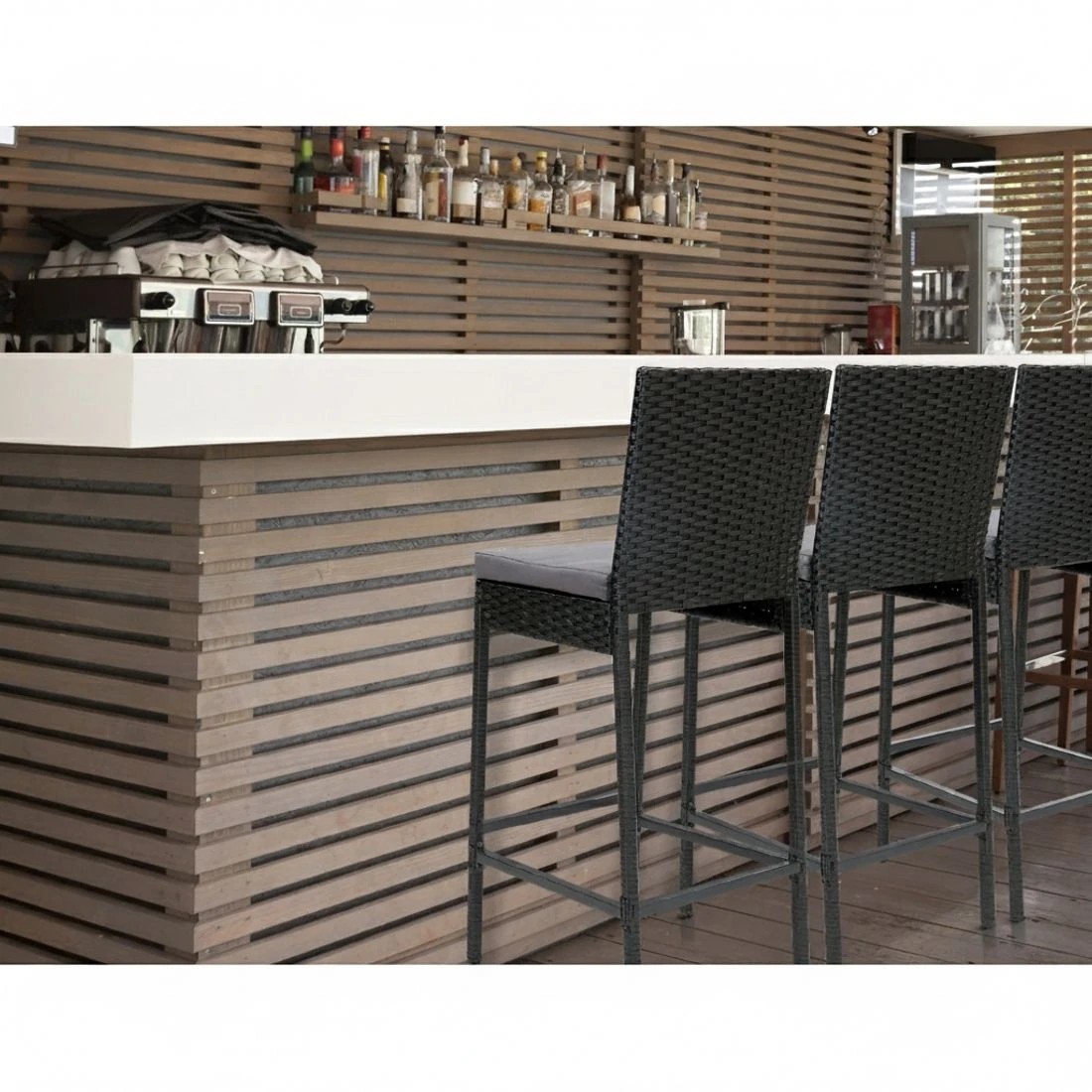 5 Gardeon 4-Piece Outdoor Bar Stools Dining Chair Bar Stools Rattan Furniture - Black, 5 of 6