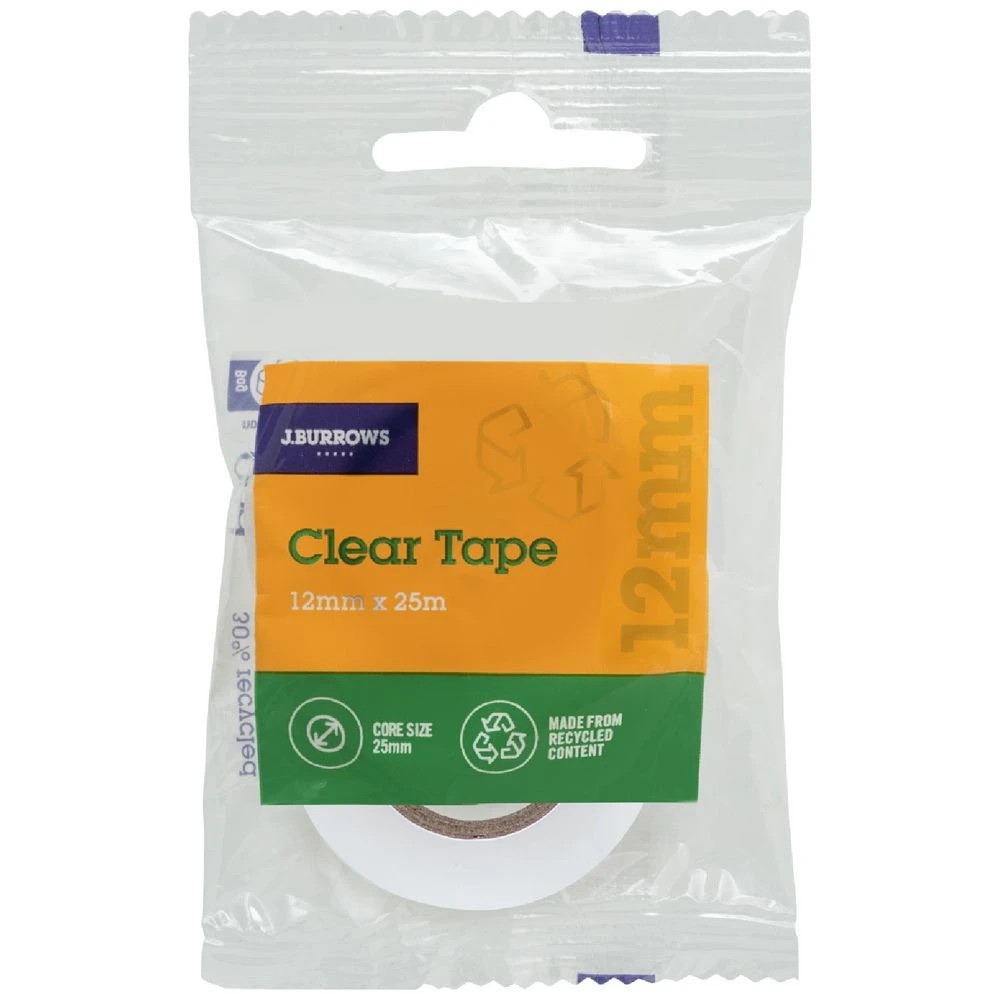 1 J.Burrows Clear Tape Roll 12mmX25m, 1 of 2