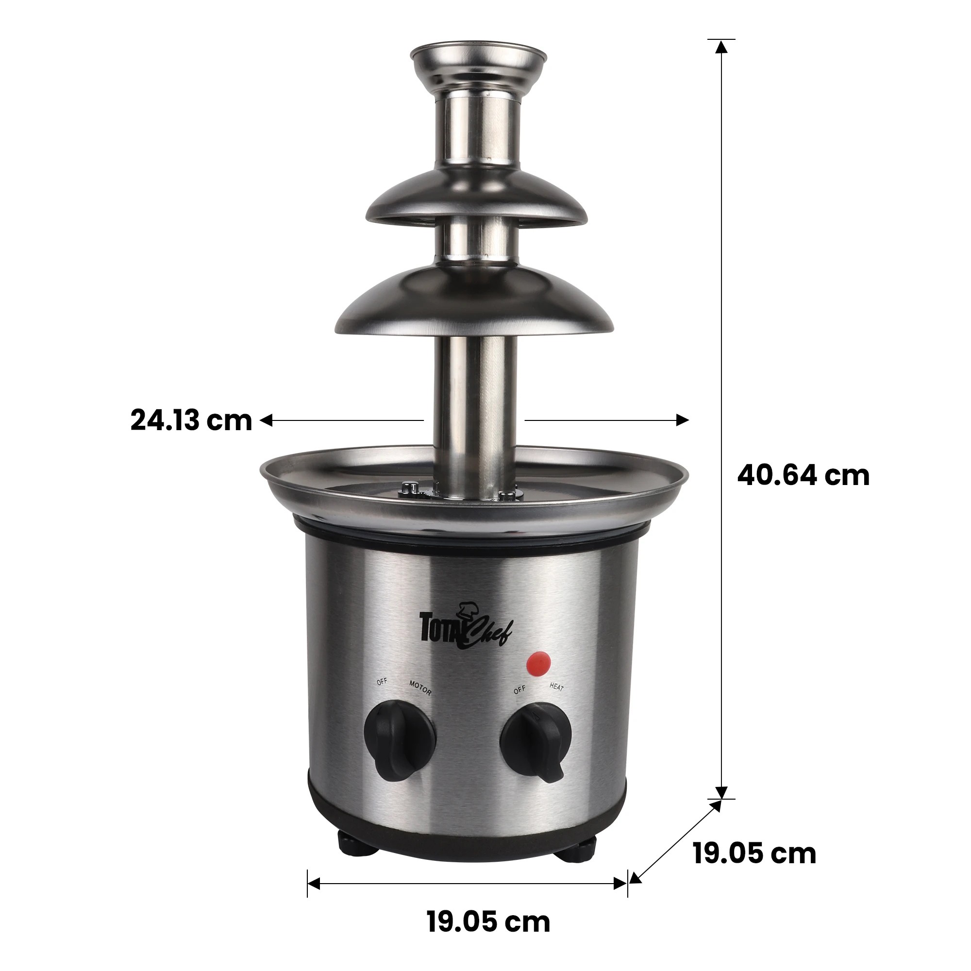 7 Total Chef 3 Tier Chocolate Fountain, Huge 680 g Capacity, Adjustable Temperature Electric Chocolate Fondue Ma - Silver, 7 of 7