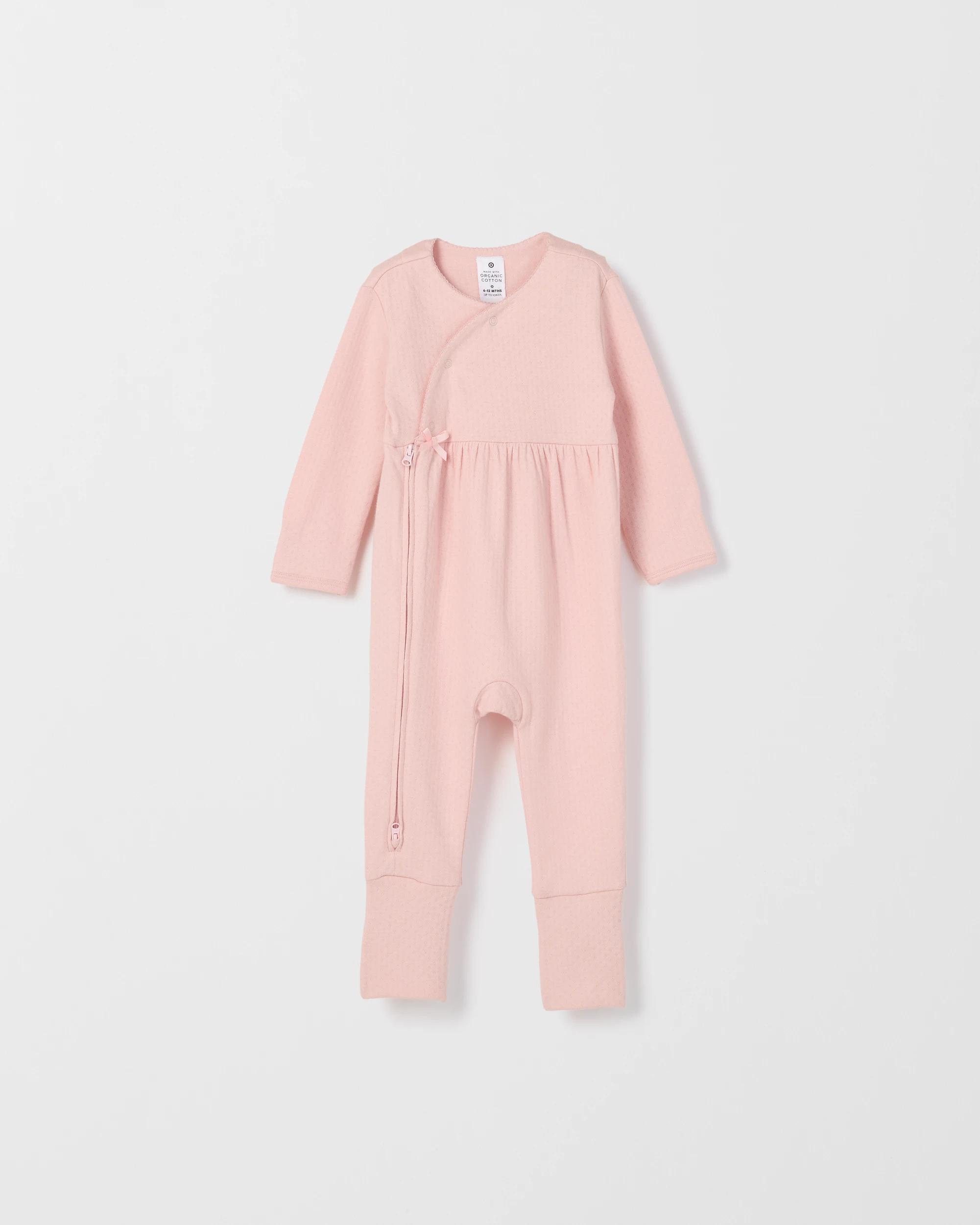 3 Target Baby Baby Organic Cotton 2 Pack Pointelle Wrap Elevated Coverall FLORAL GARDENIA, 3 of 4