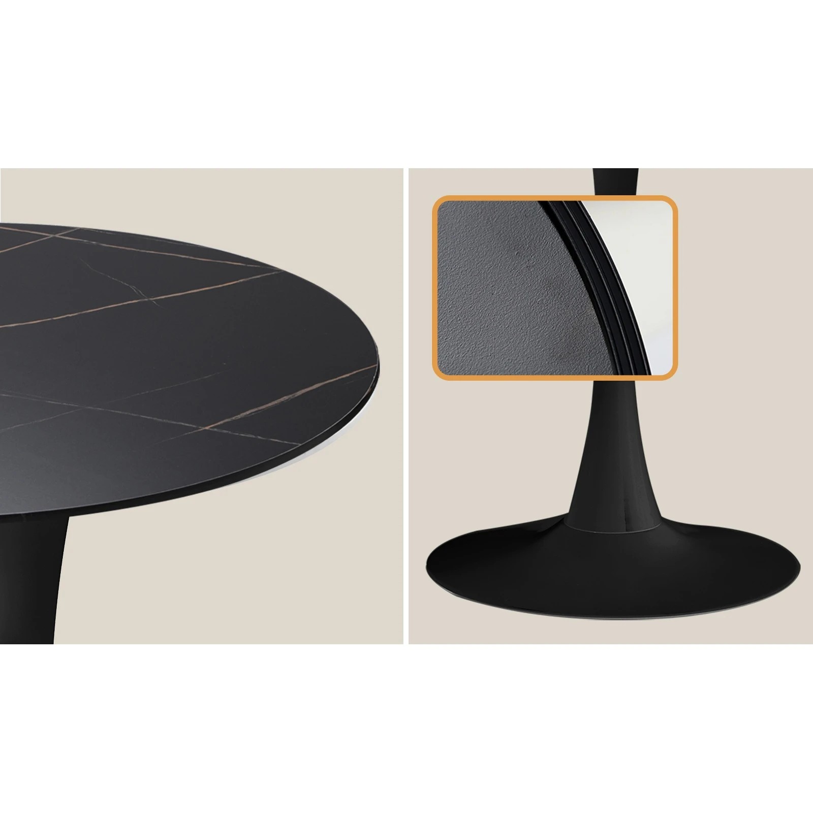 4 Oikiture 90cm Round Dining Table with 4PCS Dining Chairs PU Leather - Black, 4 of 9