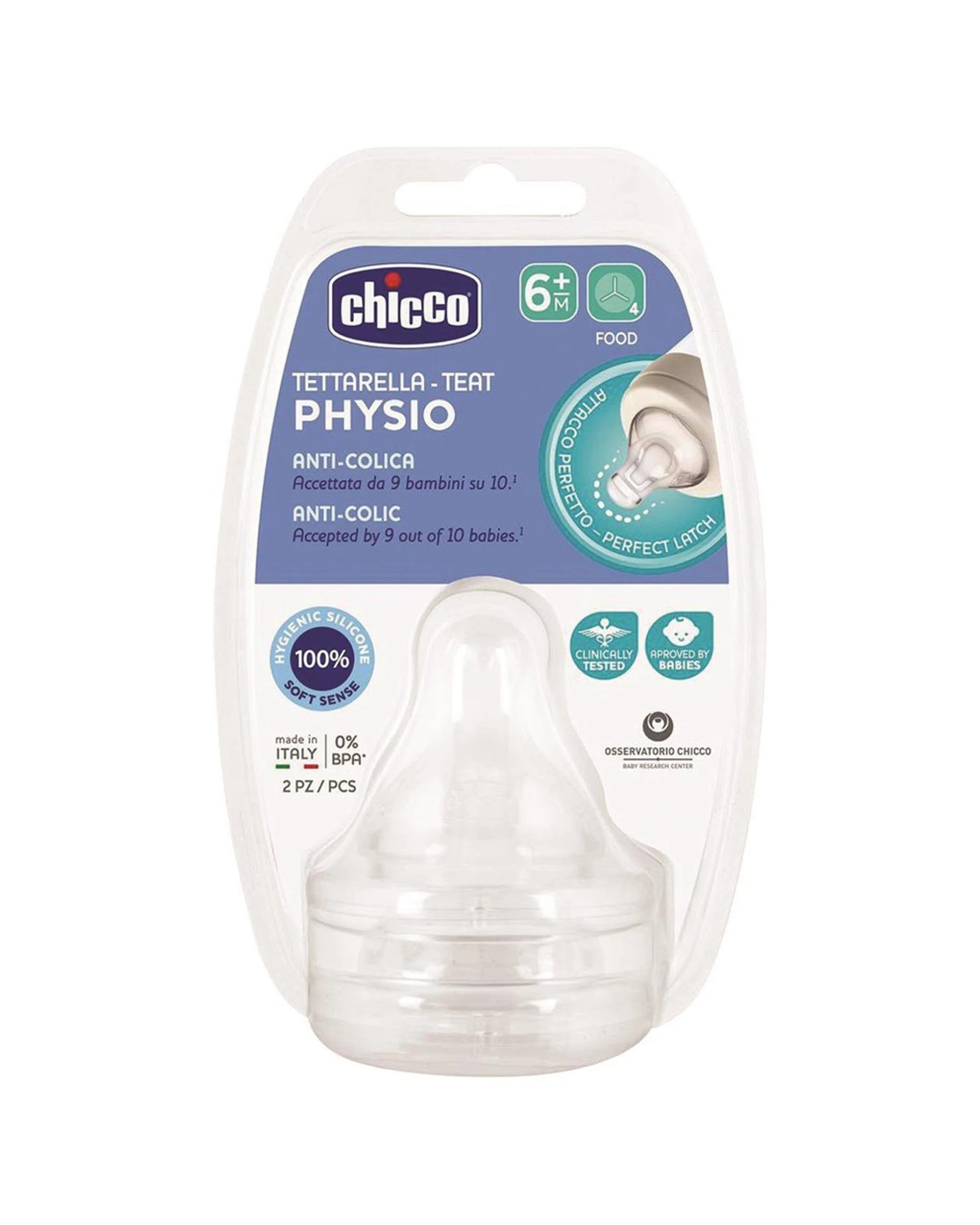 2 Chicco 2x 2pc Nursing Perfect5 Baby Food Flow Silicone Teat Ultra Soft Feeding - Multi, 2 of 2