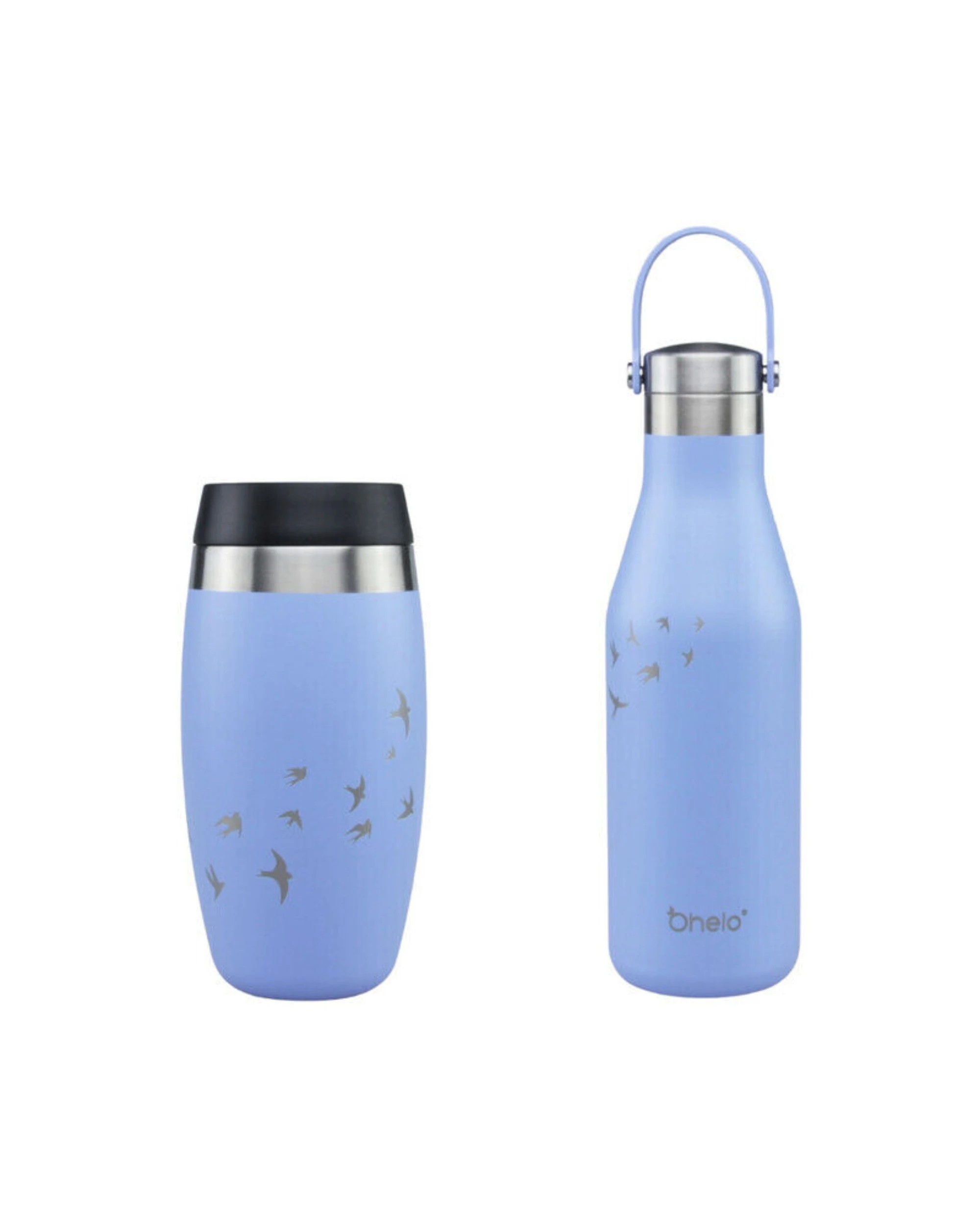 1 O'Helo Bottle & Tumbler With Etched Swallow - Blue, 1 of 1