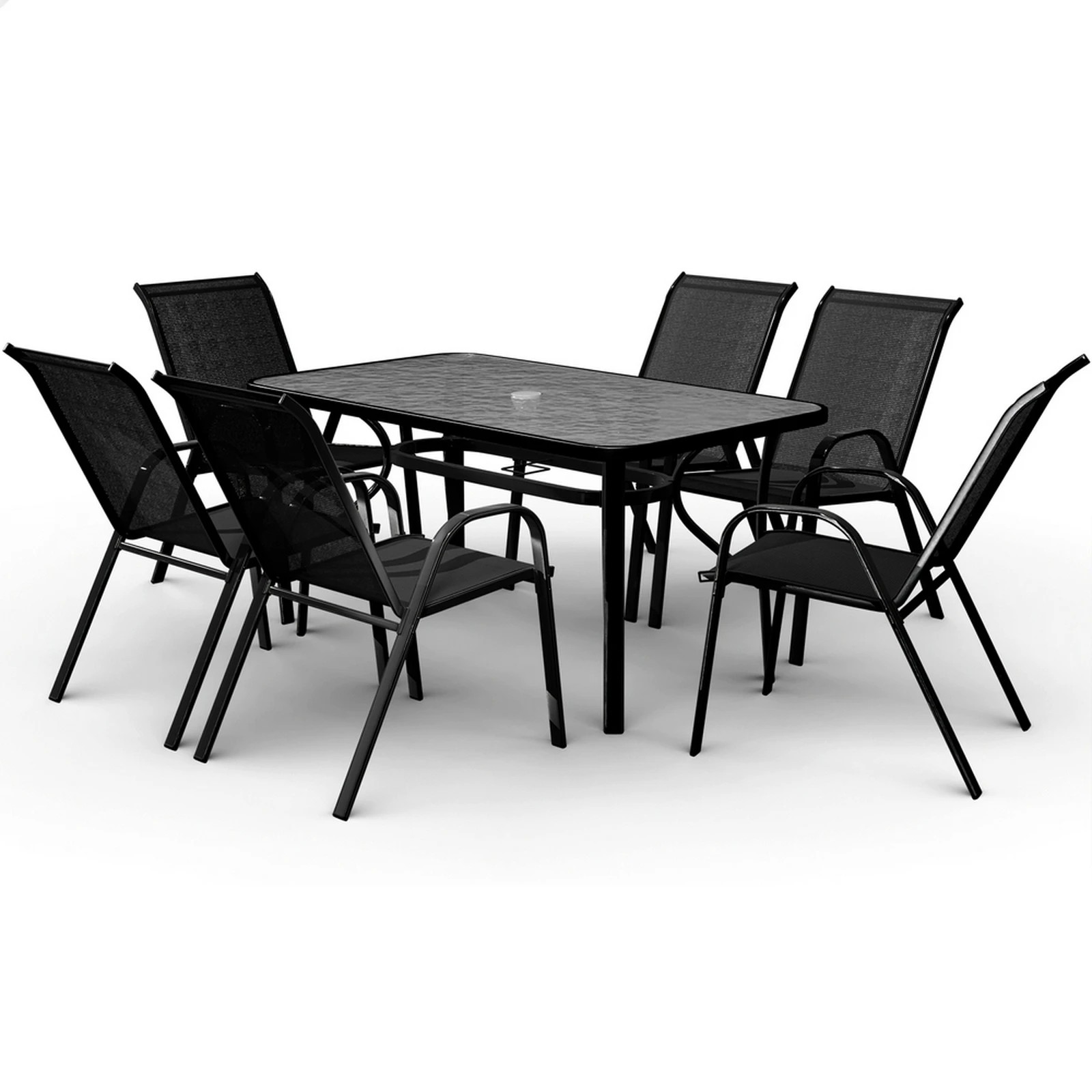1 Alfordson 7PCS Outdoor Dining Set Garden Table and Chairs Patio Furniture - Black, 1 of 10