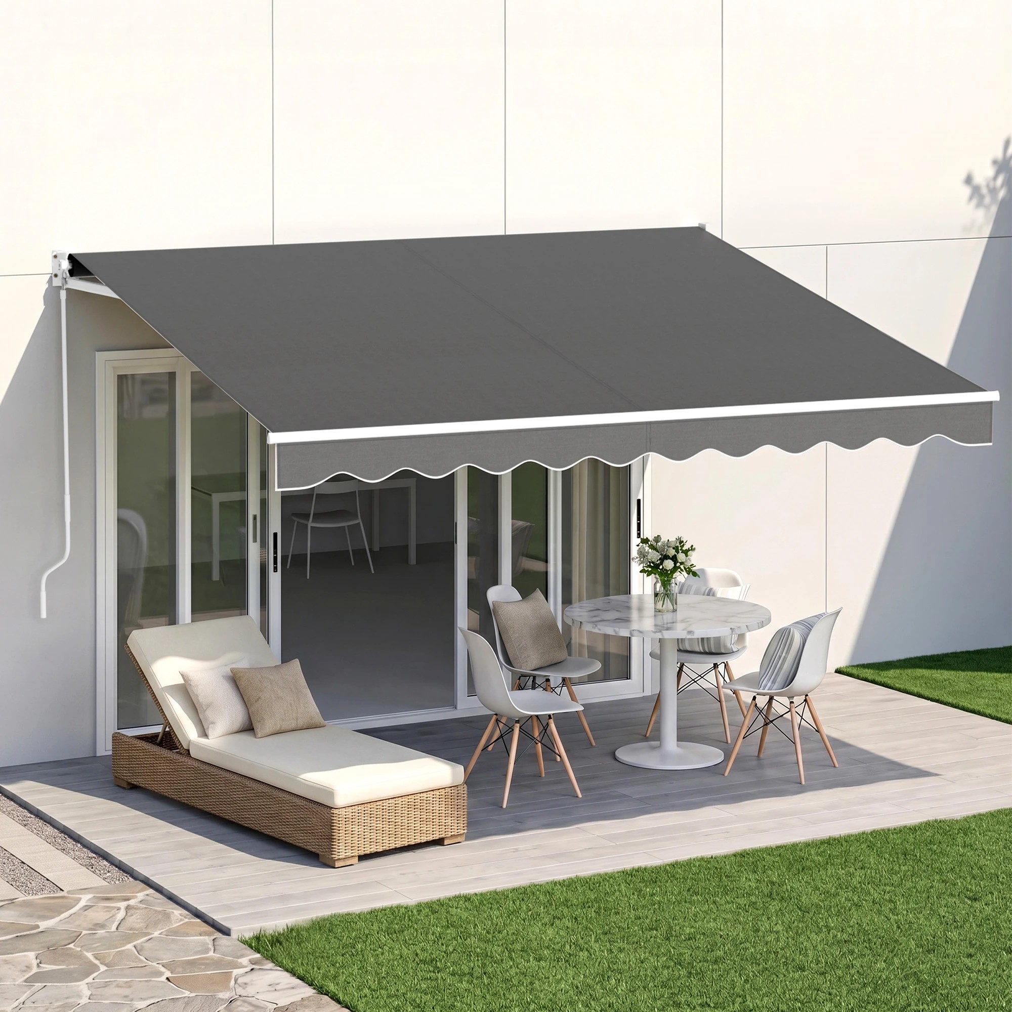 9 Instahut Retractable Folding Arm Awning Motorised Sunshade 3.5M X 3M - Multi, 9 of 9