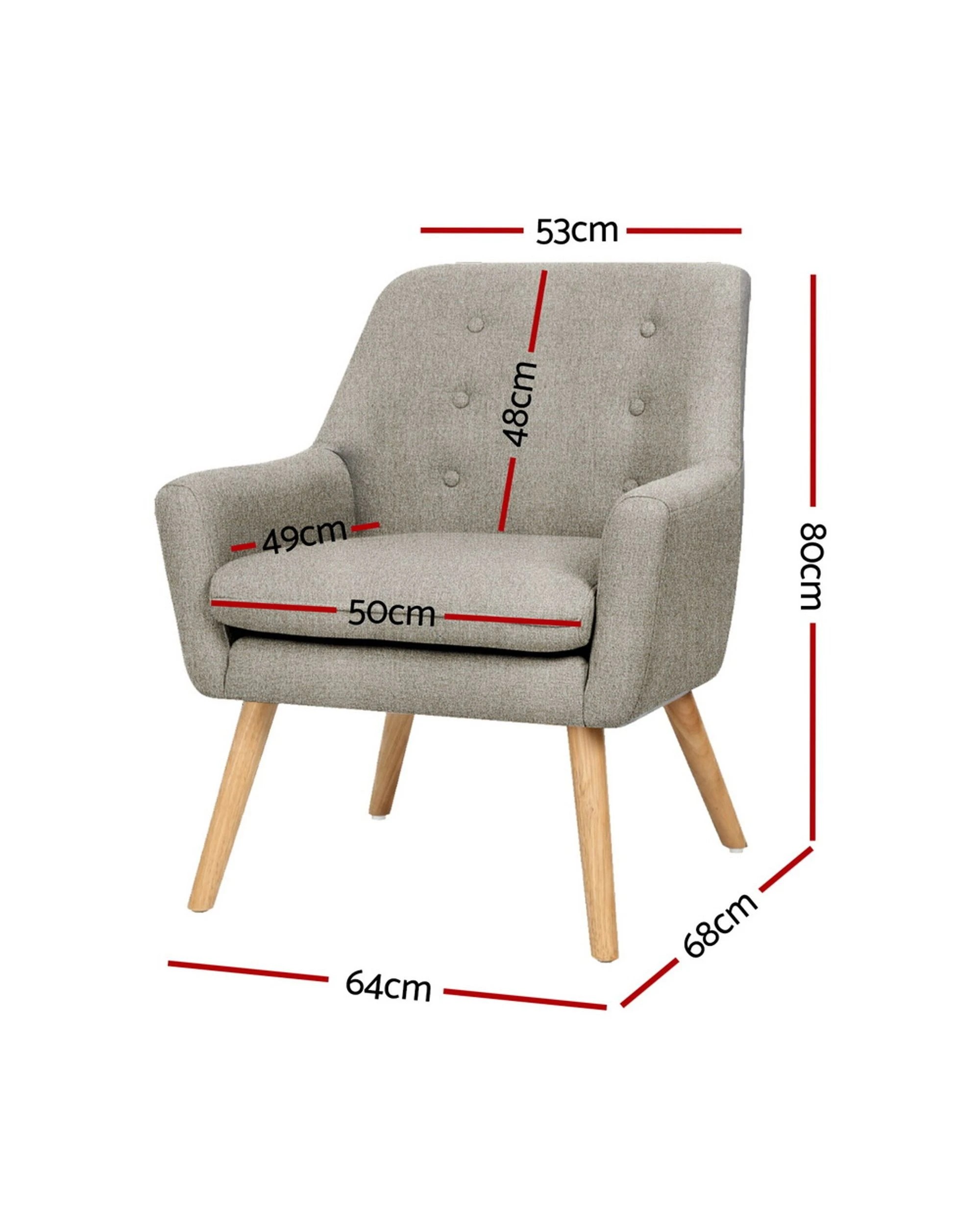 2 Artiss Armchair Lounge Chair Accent Tub Chair  ANNE - Natural, 2 of 10