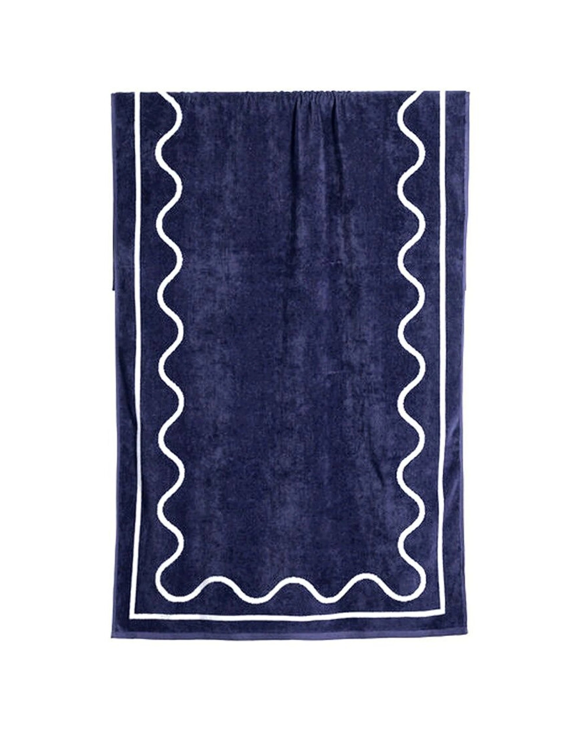1 Canningvale Sorrentina Cotton Velour Beach Towel 2PK - Blue, 1 of 2
