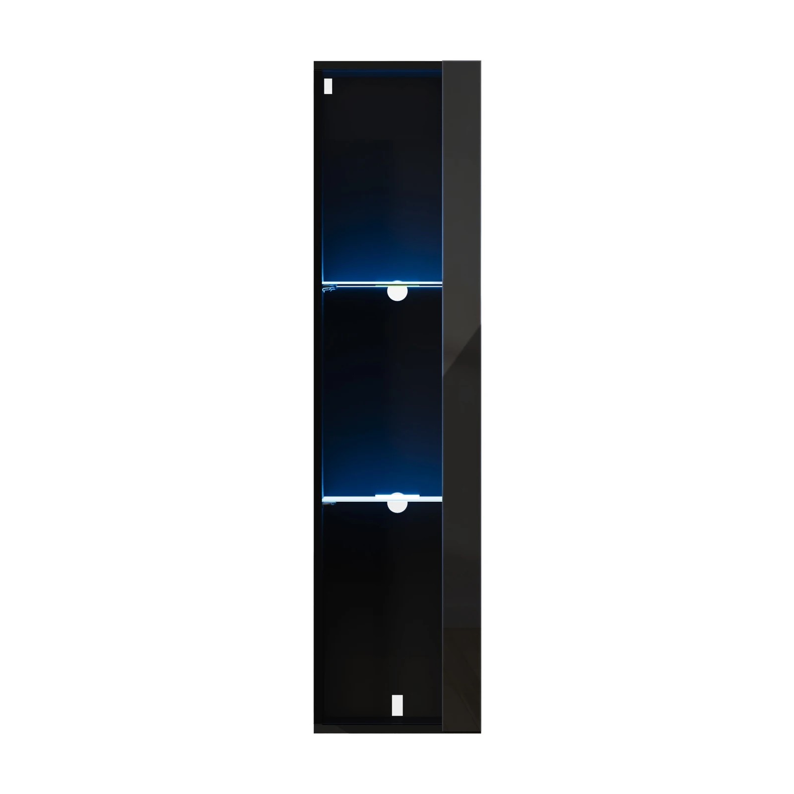 6 Oikiture 2PCS LED Display Cabinet Wall Mounted Storage Cupboard Cabinet - Black, 6 of 8