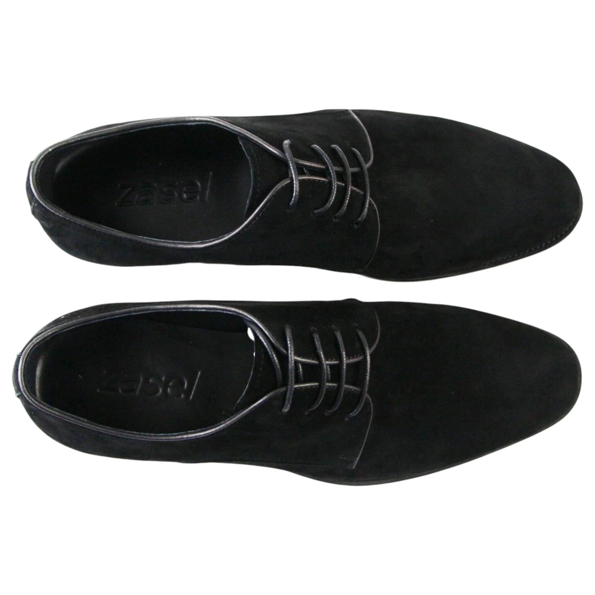 3 Zasel Hercules Suede Leather Lace Up Dress Casual Work Mens Shoes BLACK, 3 of 3