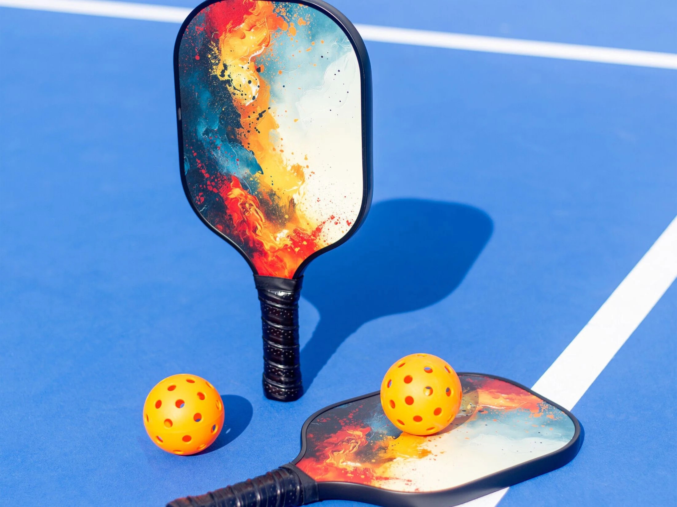 2 Hacienda Pickleball Set with 6 Aerodynamic Balls and 2 Fiberglass Paddles, 2 of 6