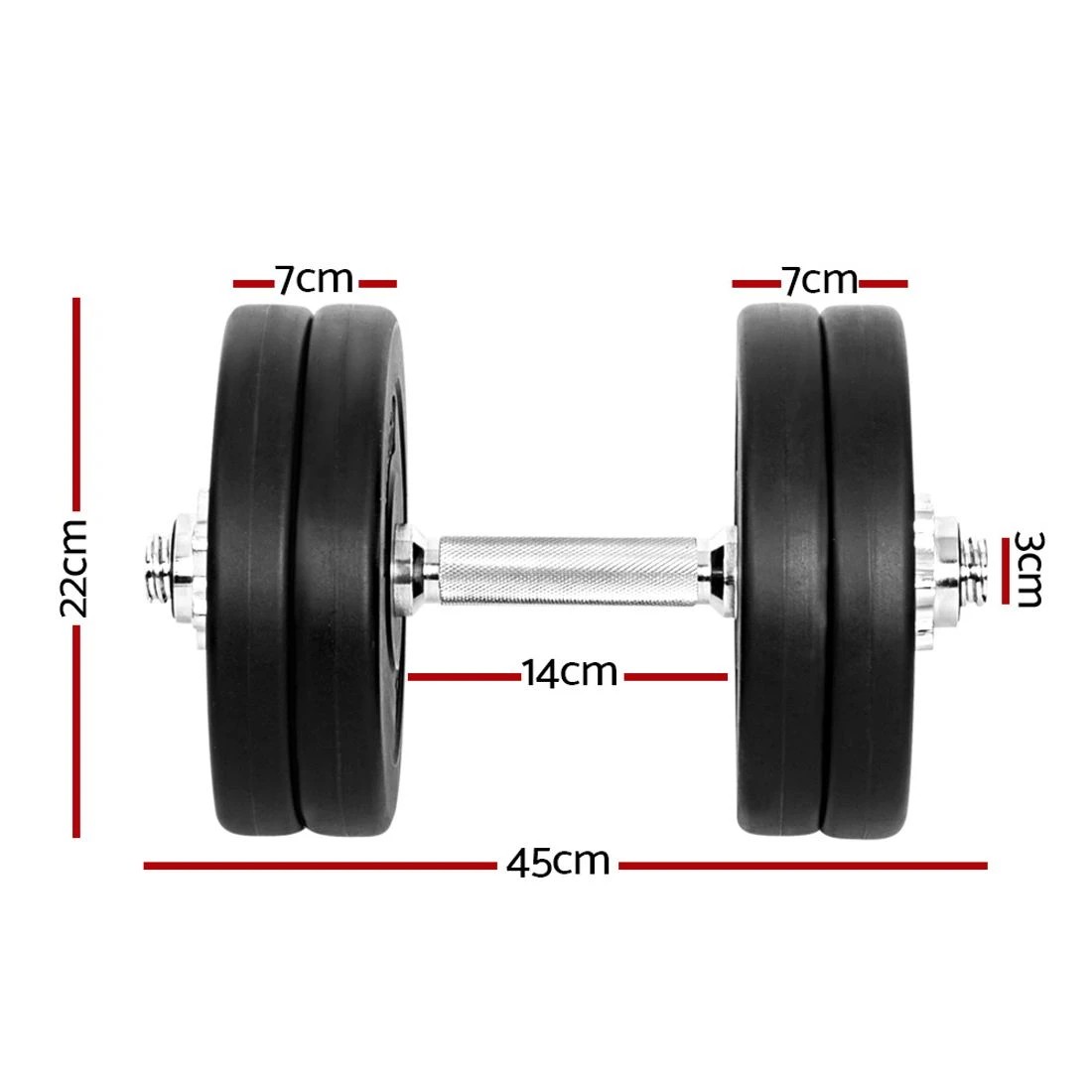 2 Everfit 25kg Dumbbell Set Weight Plates Dumbbells Lifting Bench - Silver, 2 of 6