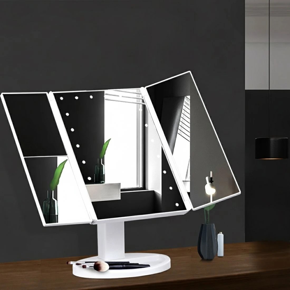 7 Embellir Tri-fold Makeup Mirror 1X2X3X Magnifying with LED Light Travel Portable - Multi, 7 of 7