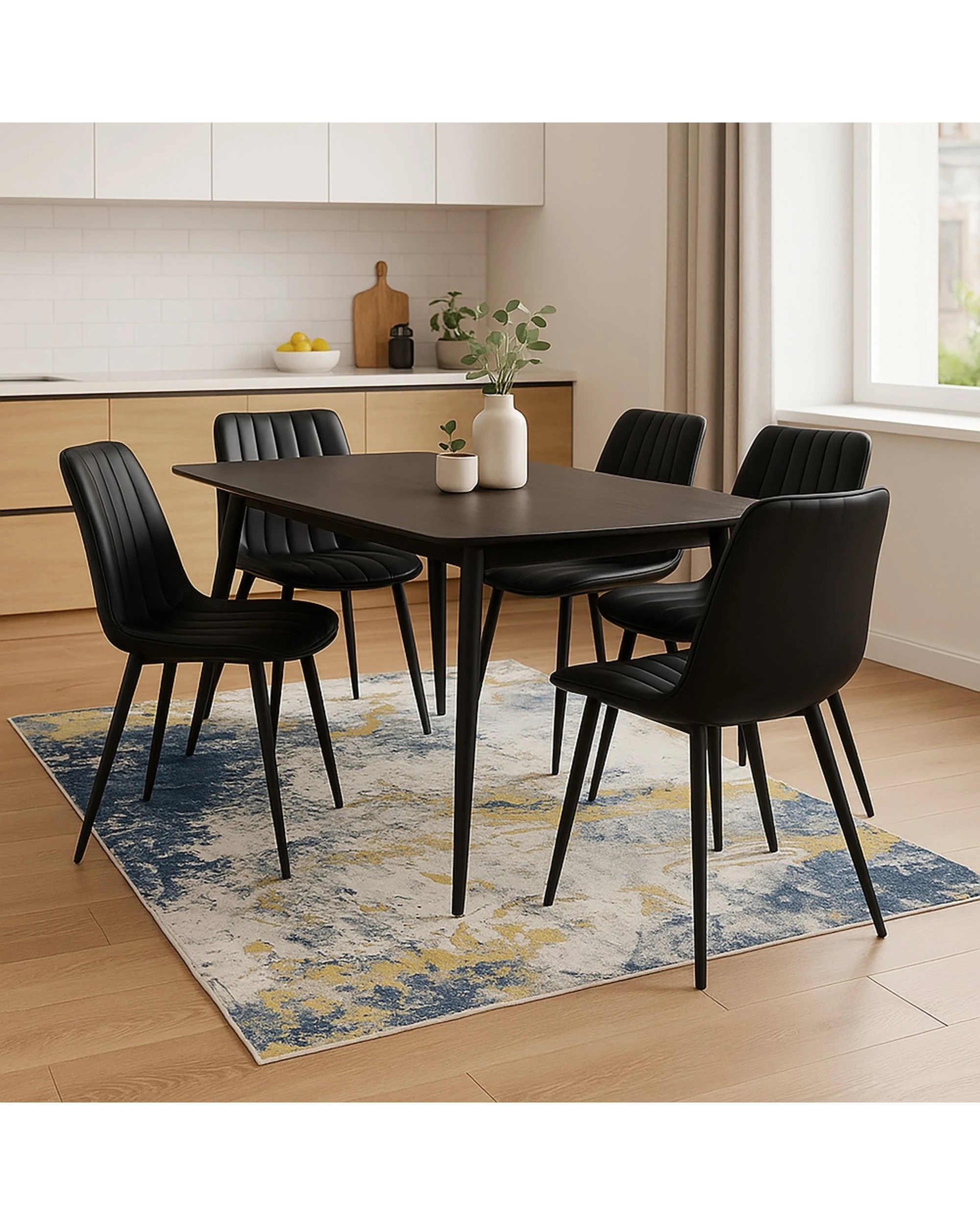2 Urban Style Abstract Printed Microfibre Rug 6mm Pile Canvas Backing 160x240cm - Multi, 2 of 5