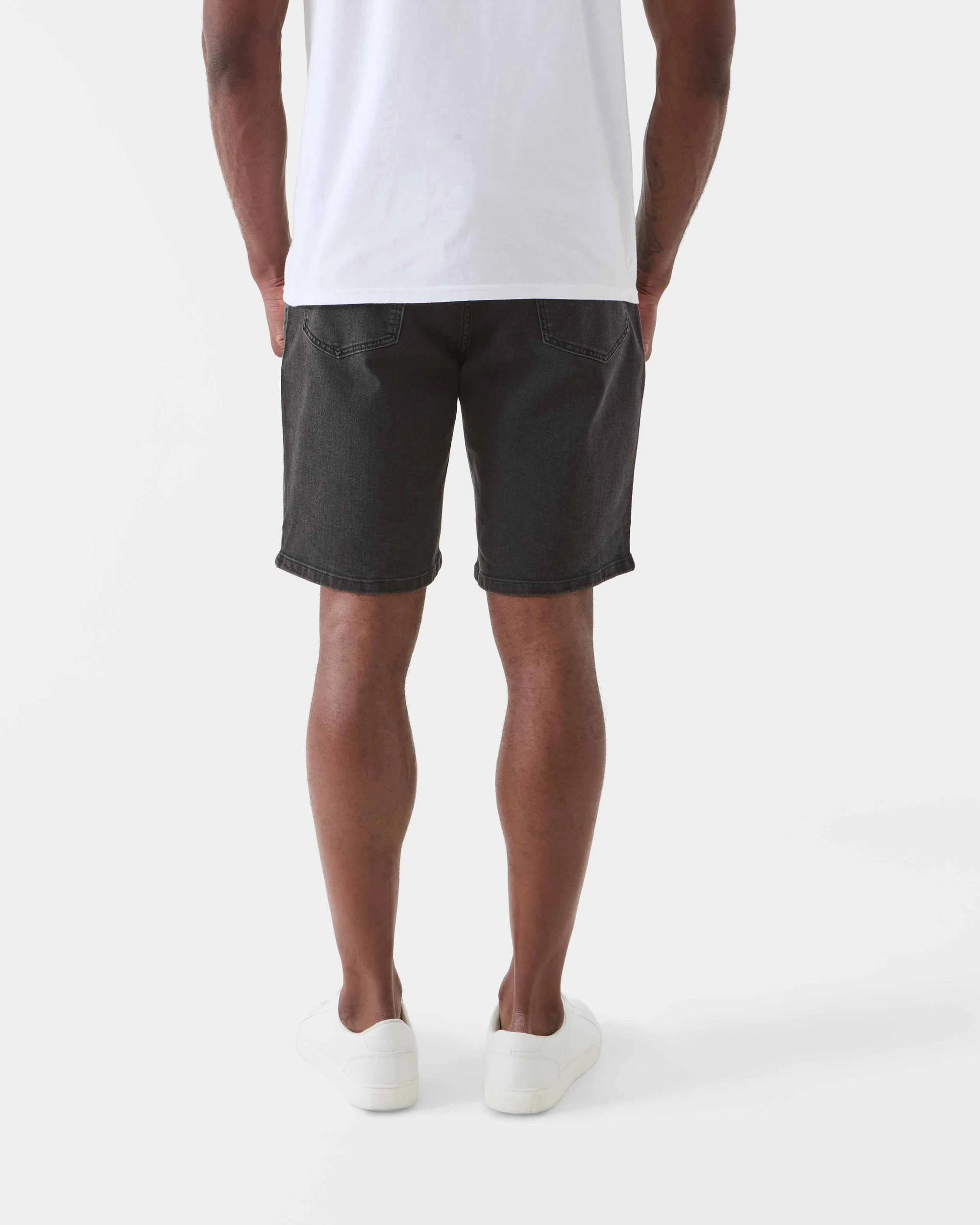 3 Straight Denim Shorts Black Wash, 3 of 6