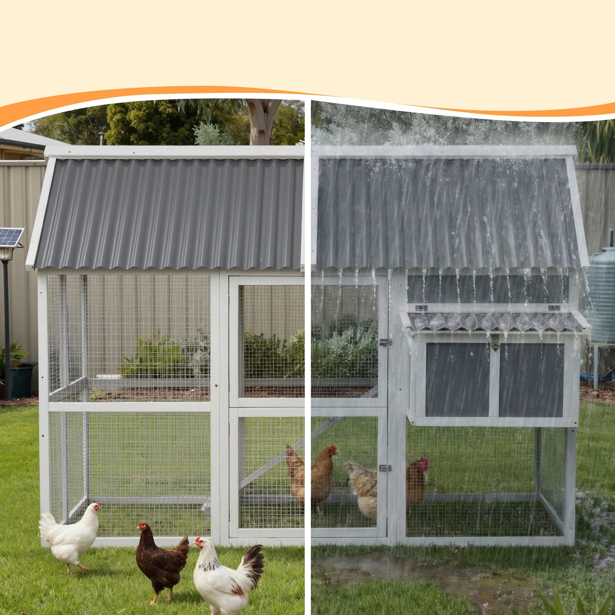 6 i.Pet Chicken Coop Large Outdoor Rabbit Hutch Chook House Hatch Box With Run - Grey, 6 of 8