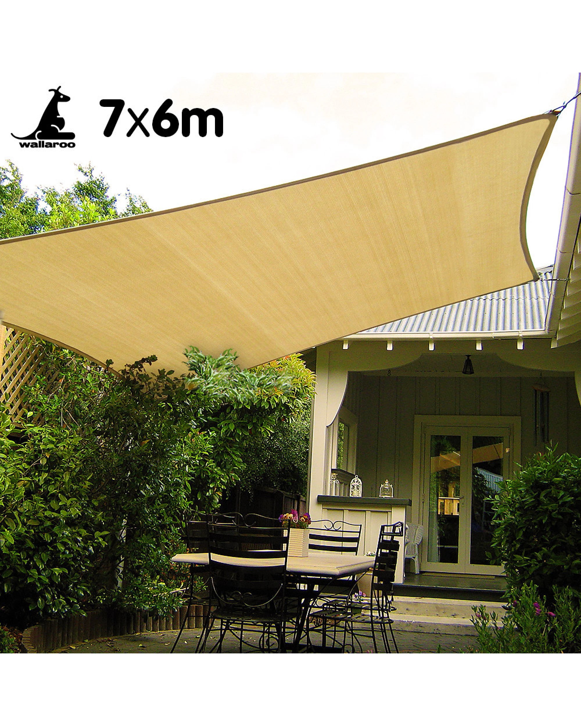 2 Wallaroo 7m x 6m Rectangular Shade Sail - Yellow, 2 of 4