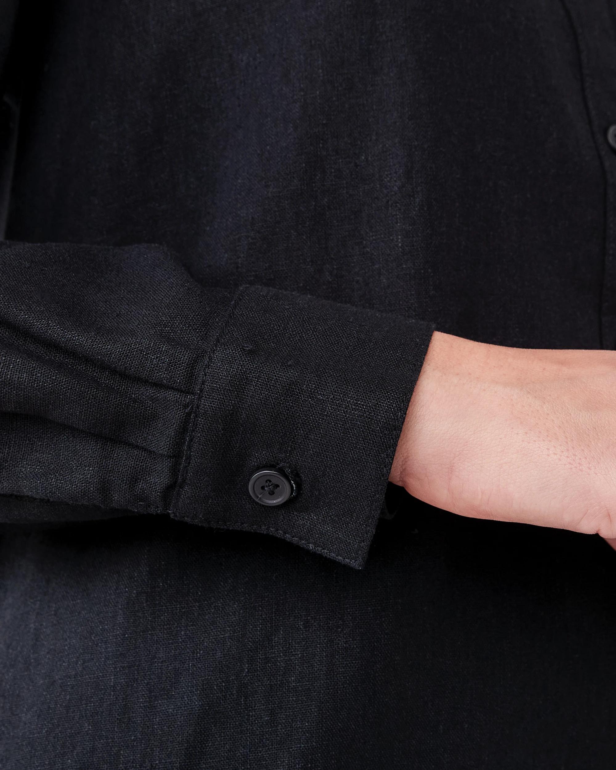 6 Long Sleeve Linen Blend Shirt Black, 6 of 6