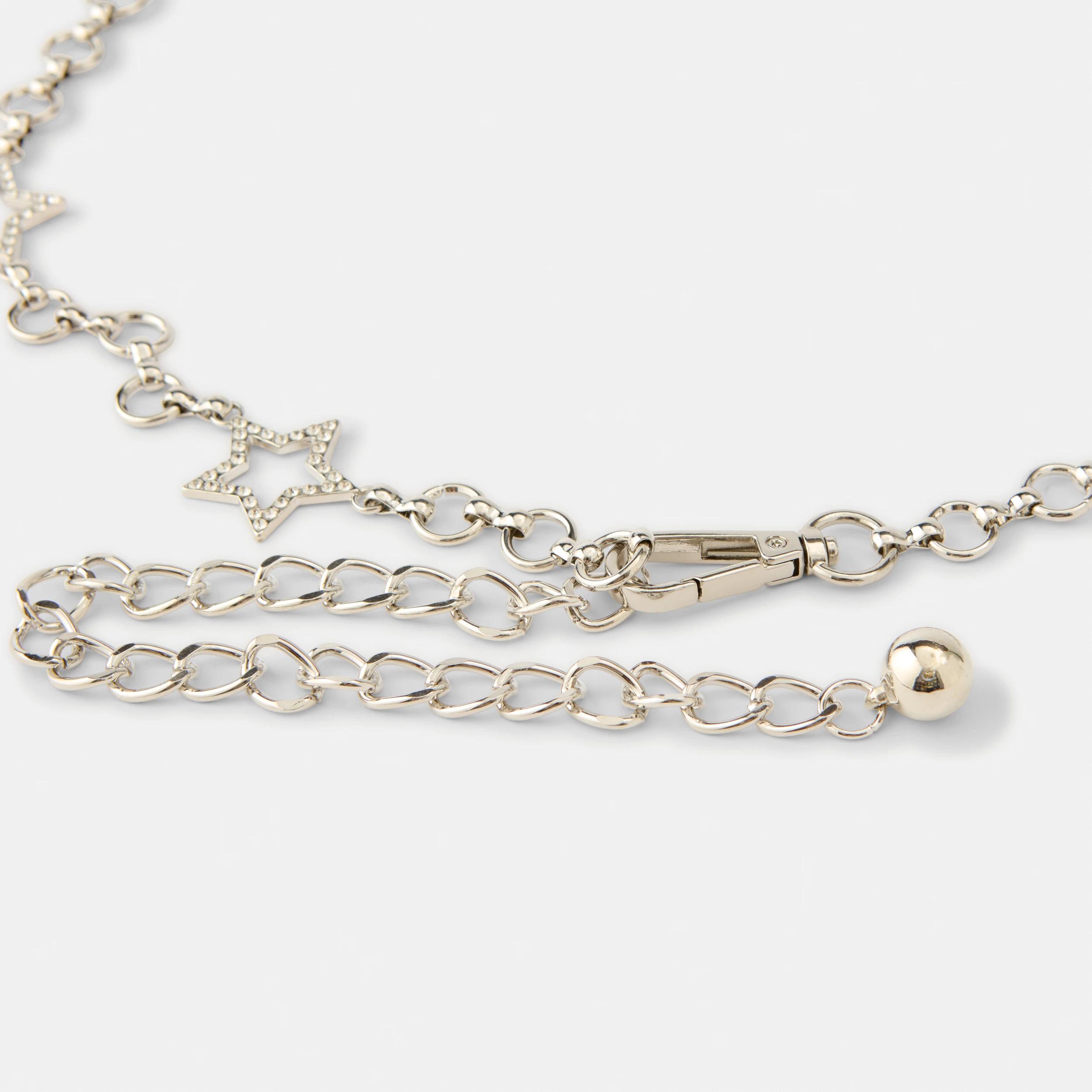 2 Star Diamante Chain Belt Silver, 2 of 3