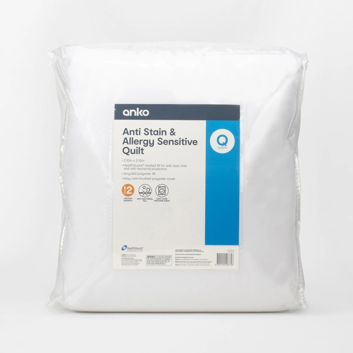 1 Anti Stain and Allergy Sensitive Quilt - Queen Bed, White, 1 of 5