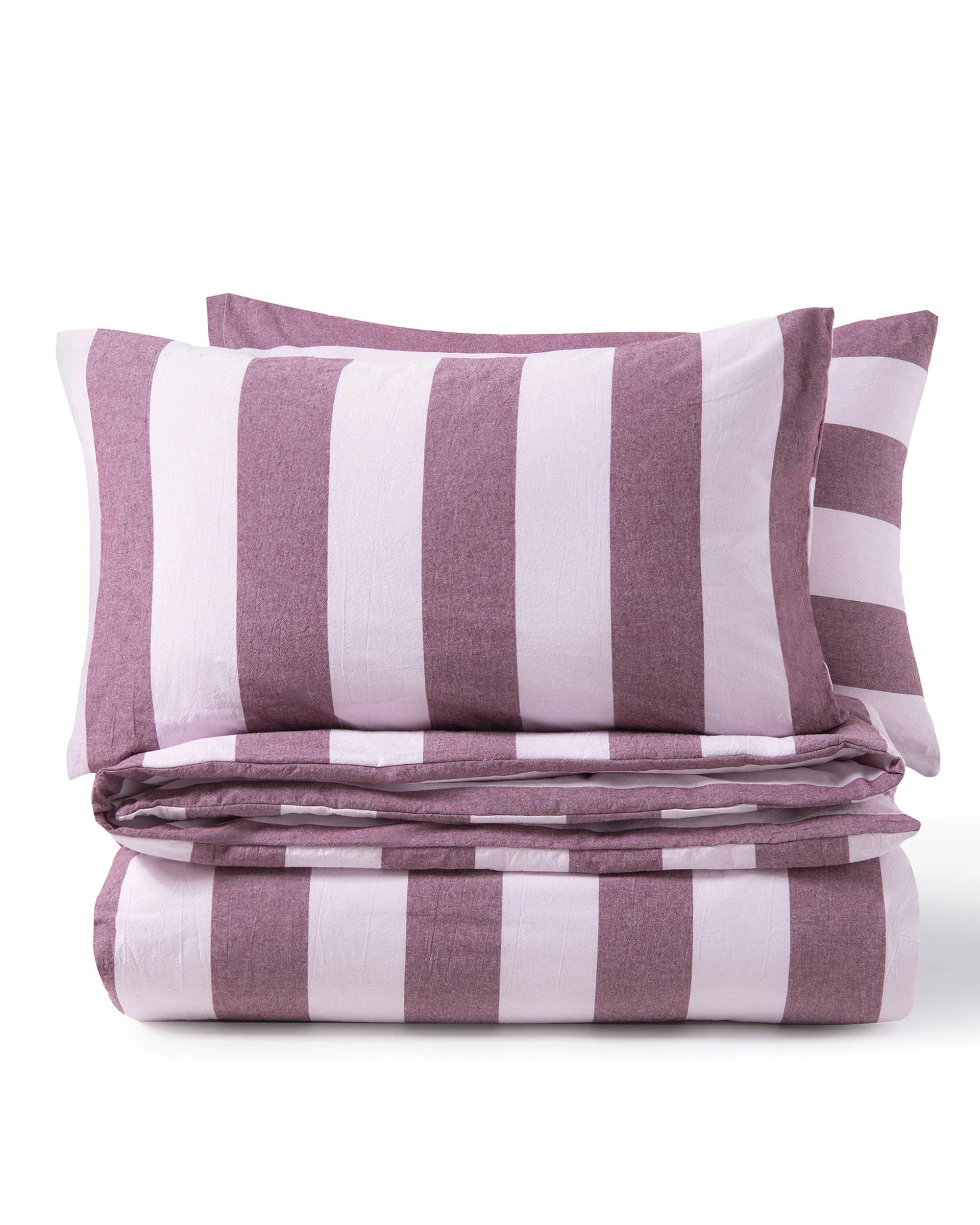 3 Dreamaker Bowie Washed Cotton Yarn Dyed Stripe Quilt Cover Set - King Bed - Mauve/Cherry, 3 of 6
